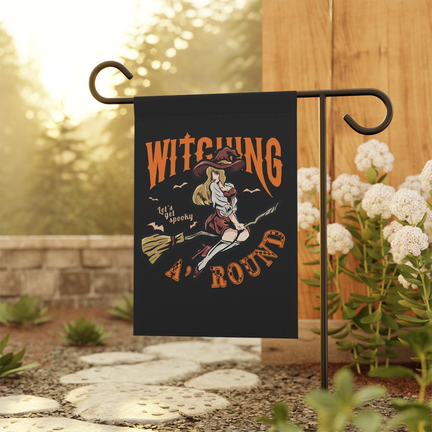 Black Witching A'Round Halloween Banner | Outdoor Halloween Flag