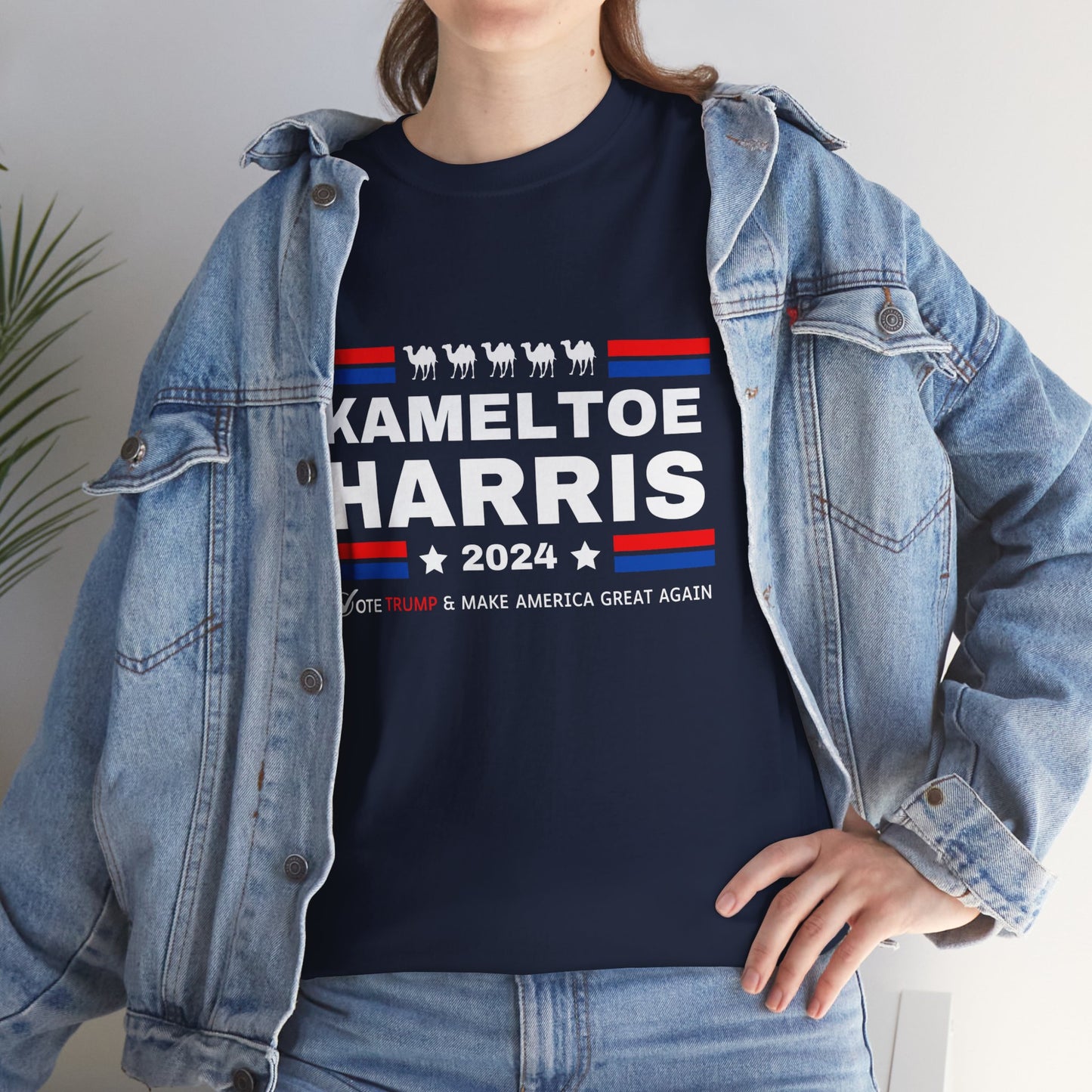Kameltoe Harris 2024 - Vote Trump - Premium Dark Gildan T Shirt