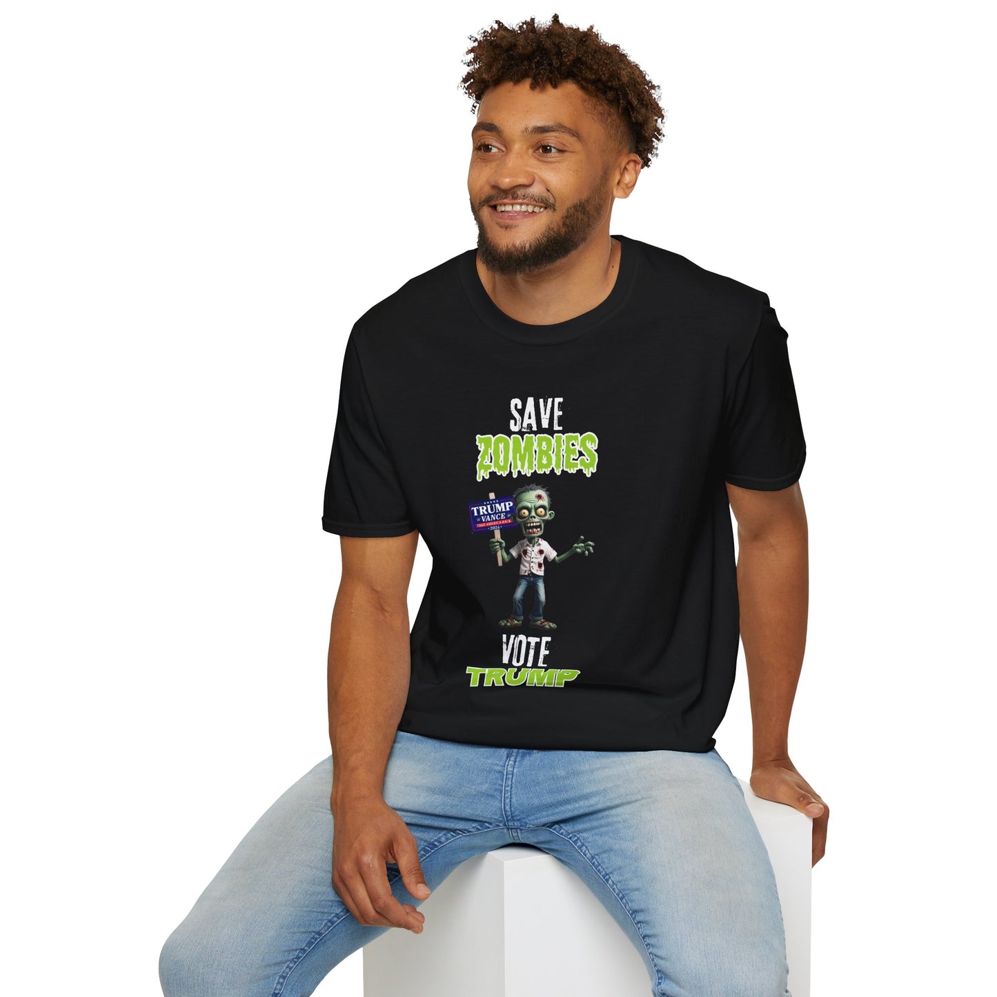 Save Zombies, Vote Trump – Halloween & Election Crossover Zombie Softstyle T-Shirt