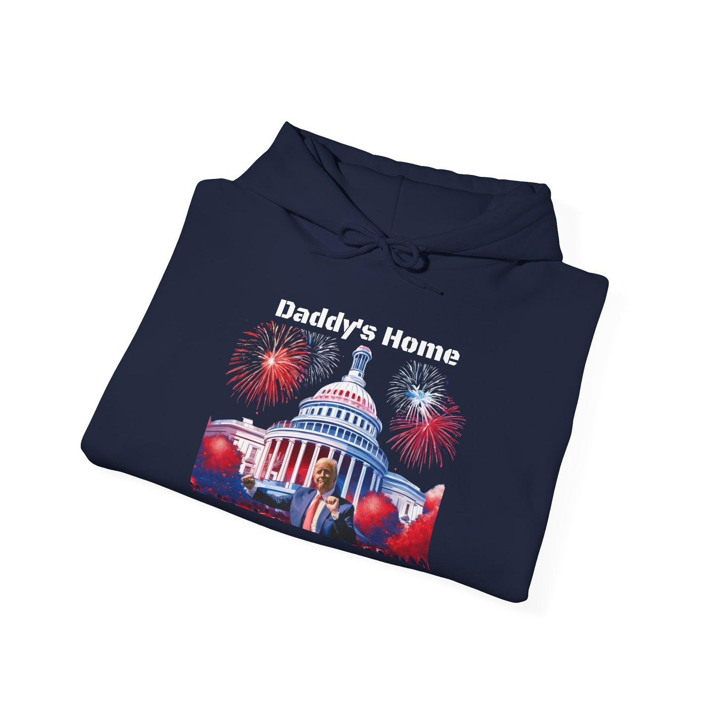 Trump 2024 – Daddy's Back White House Fireworks Design Hoodie