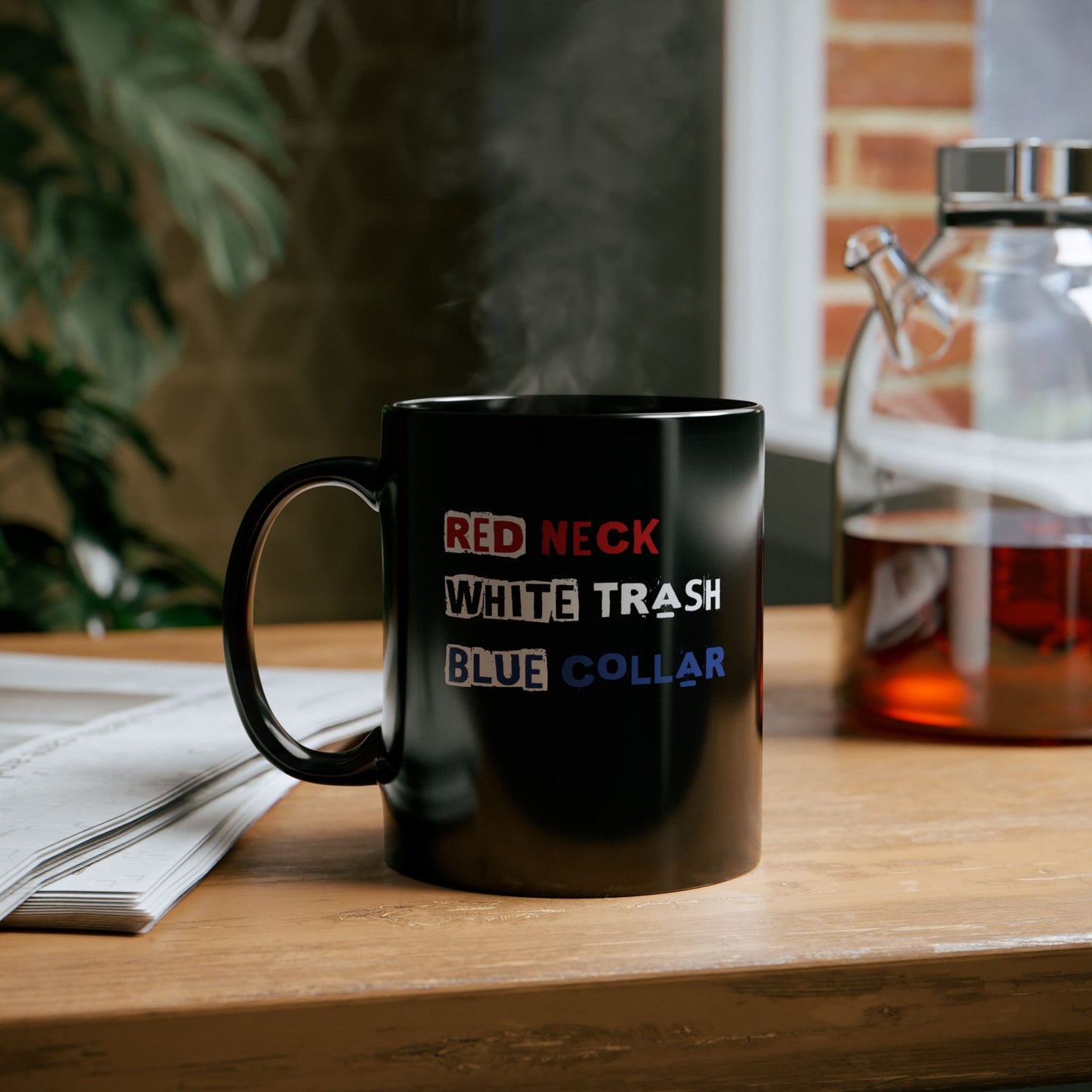 Red Neck White Trash Blue Collar Black Ceramic Mug (11oz, 15oz)