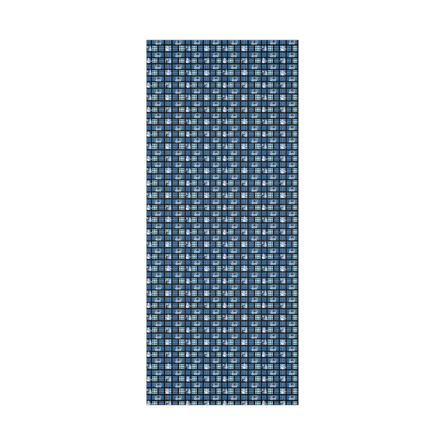 "Let It Snow"  Blue Plaid & Snowman Holiday Wrapping Paper Roll