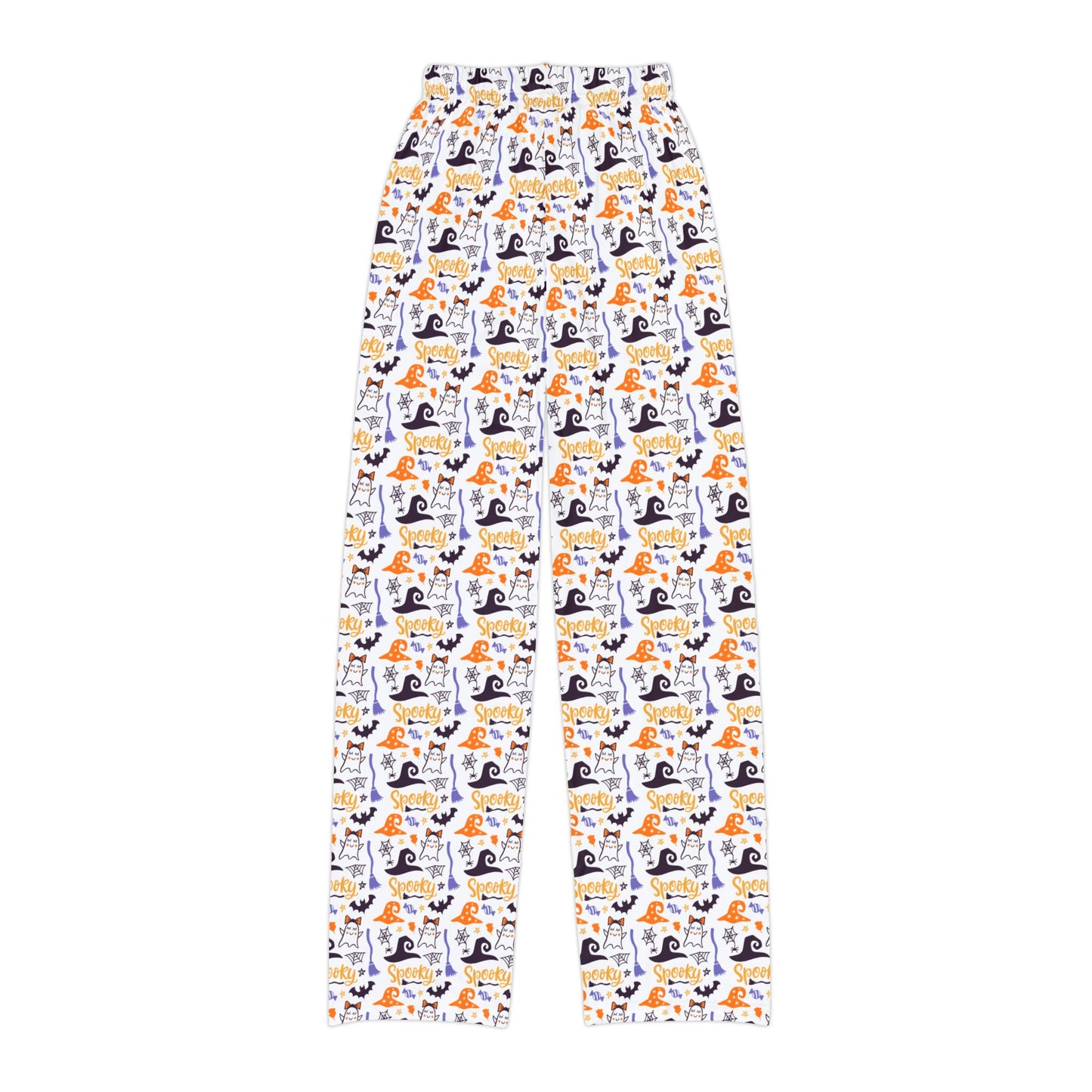 Spooky Halloween Themed Kids Pajama Pants – Cute Ghosts, Witches Hats & Candy