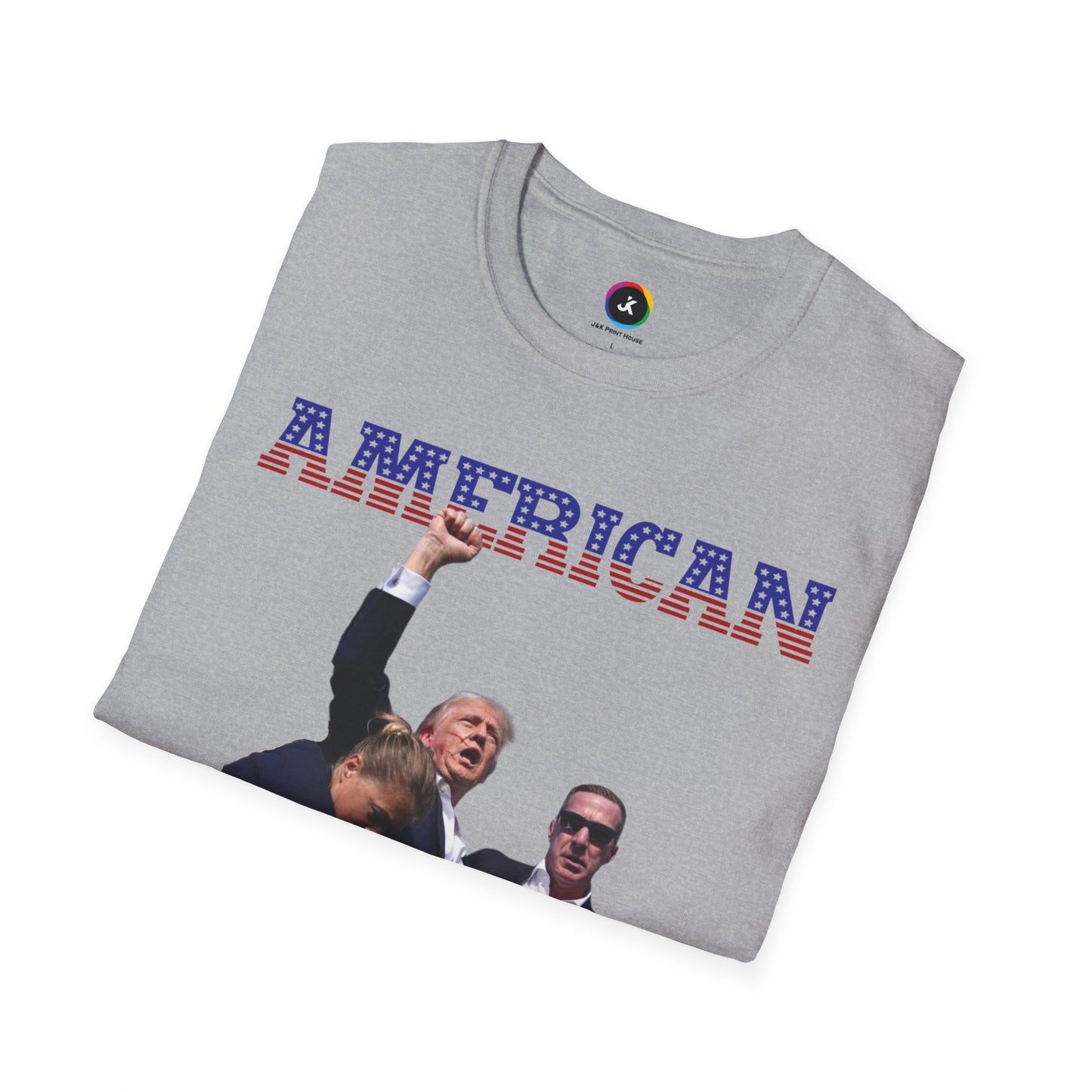 American Badass Pro-Trump Softstyle T-Shirt – Tribute to Trump's Resilience