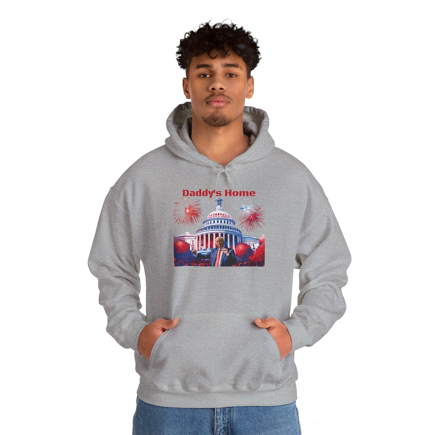 Trump 2024 – Daddy's Back White House Fireworks Design Hoodie
