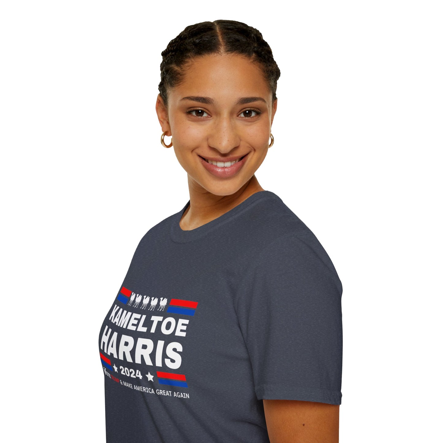 Kameltoe Harris 2024 - Vote Trump Dark Gildan Softstyle T-Shirt
