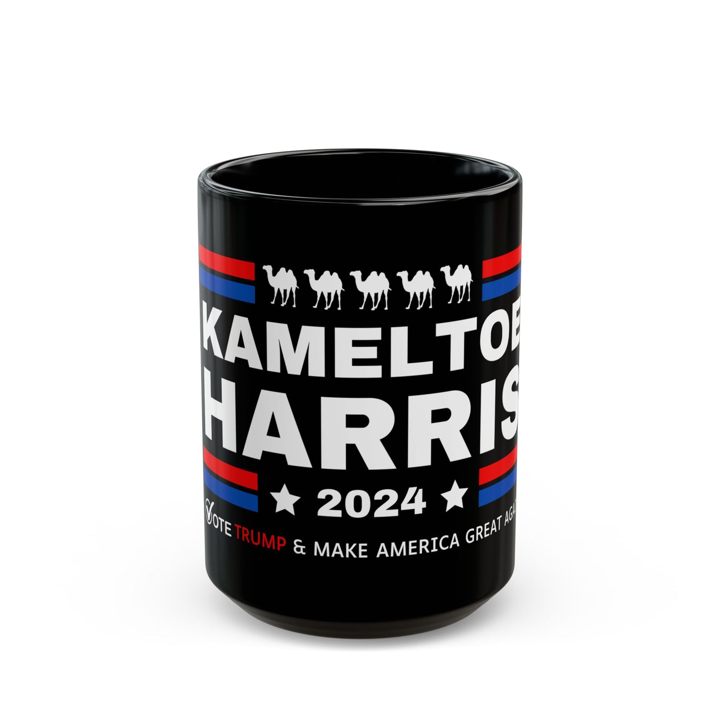 Kameltoe Harris 2024 - Vote Trump Black Mug (11oz, 15oz)