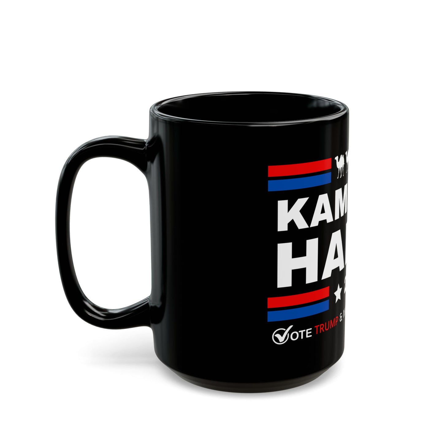 Kameltoe Harris 2024 - Vote Trump Black Mug (11oz, 15oz)