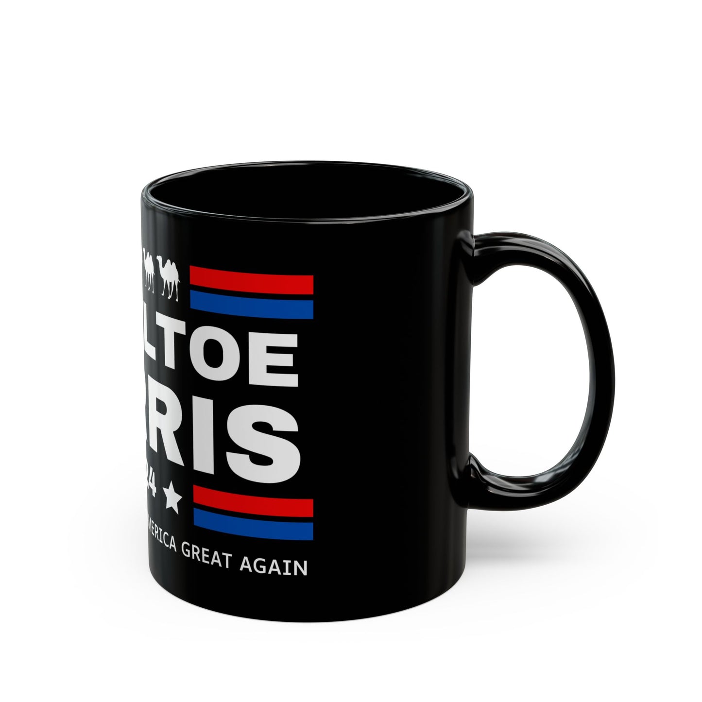 Kameltoe Harris 2024 - Vote Trump Black Mug (11oz, 15oz)
