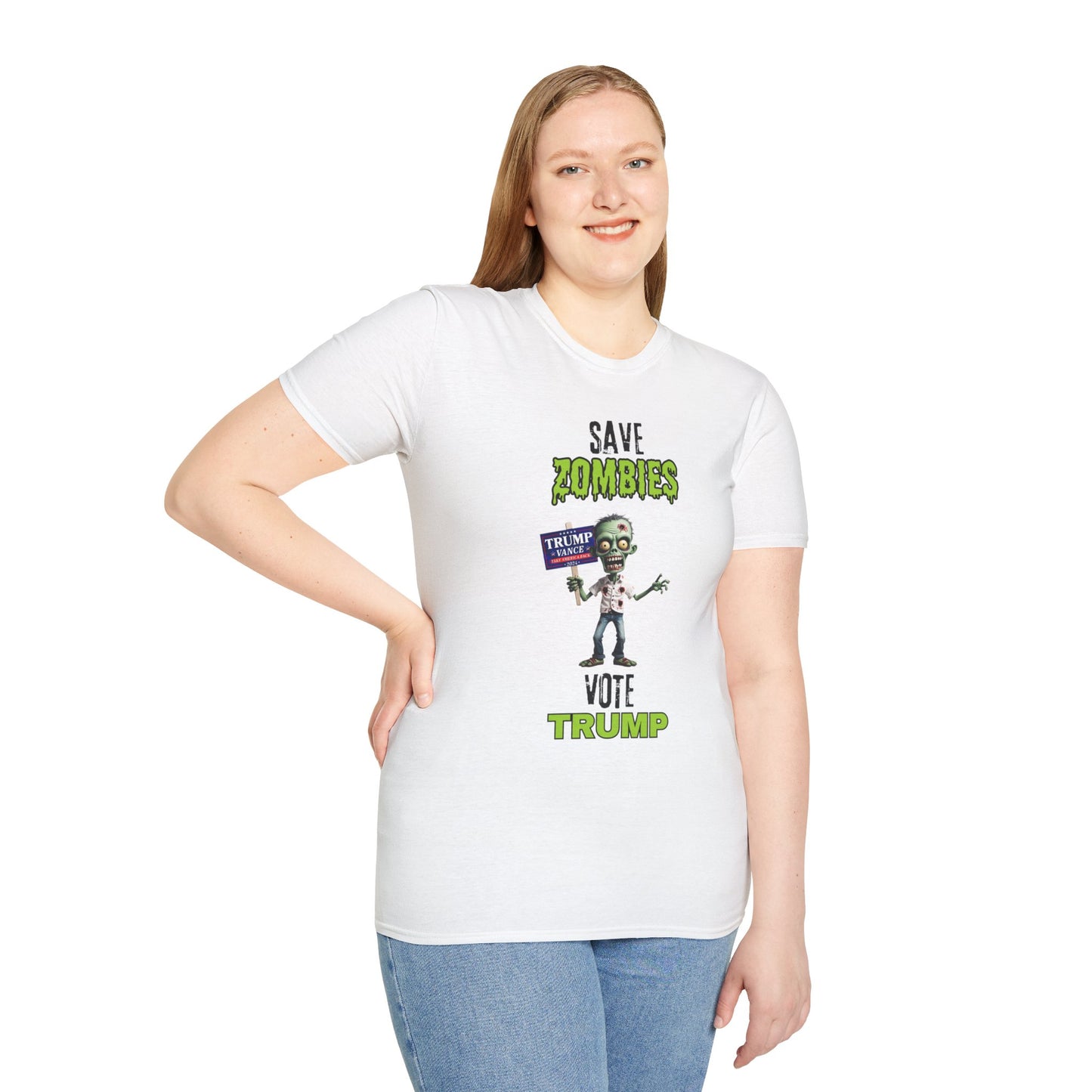 Save Zombies, Vote Trump – Halloween & Election Crossover Zombie Softstyle T-Shirt