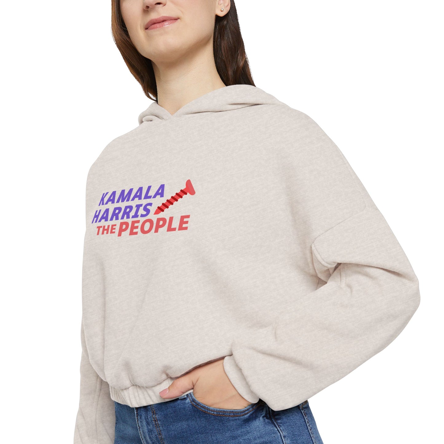 Kamala Harris "Screwing the People" Bella+Canvas Women's Cinched Bottom Hoodie