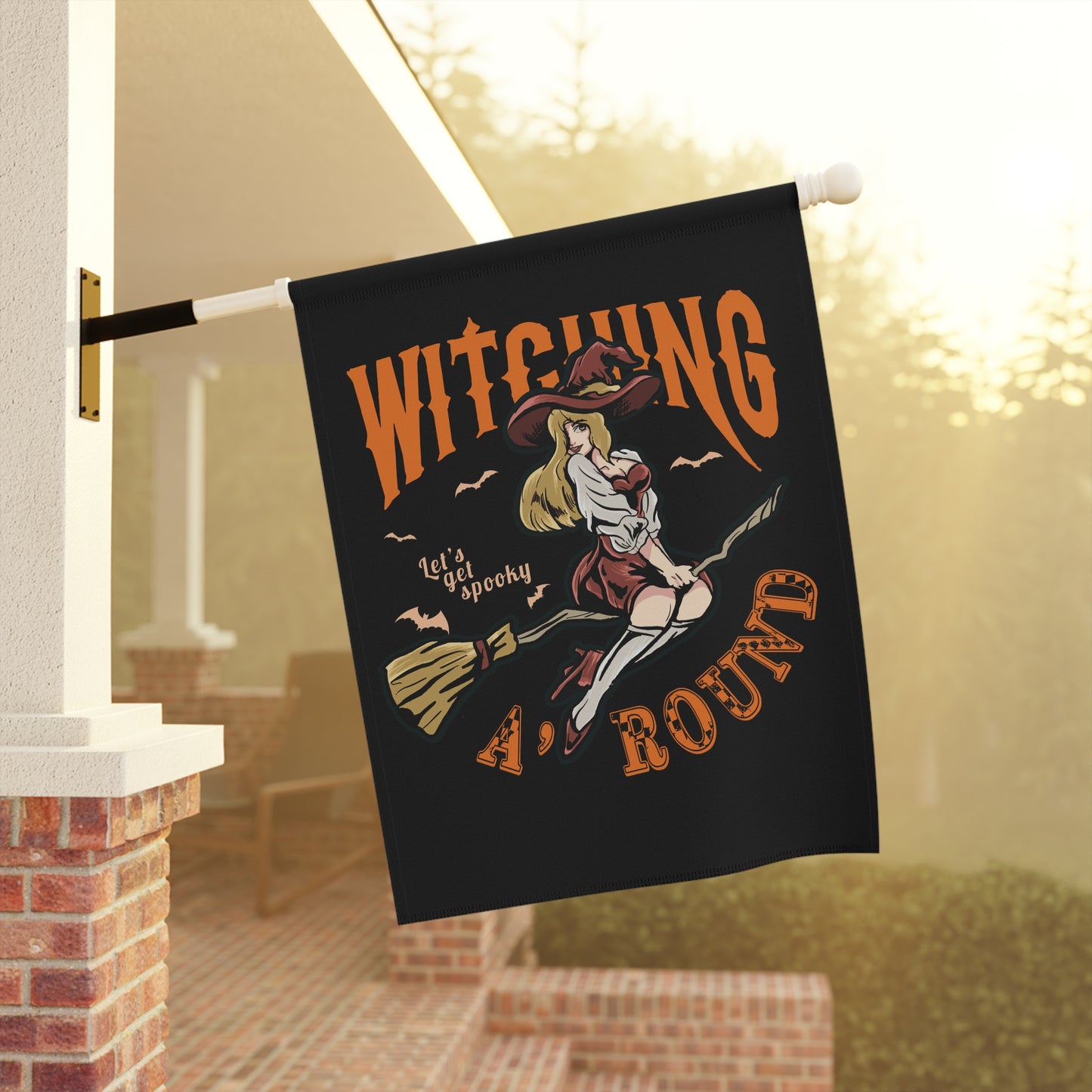 Black Witching A'Round Halloween Banner | Outdoor Halloween Flag