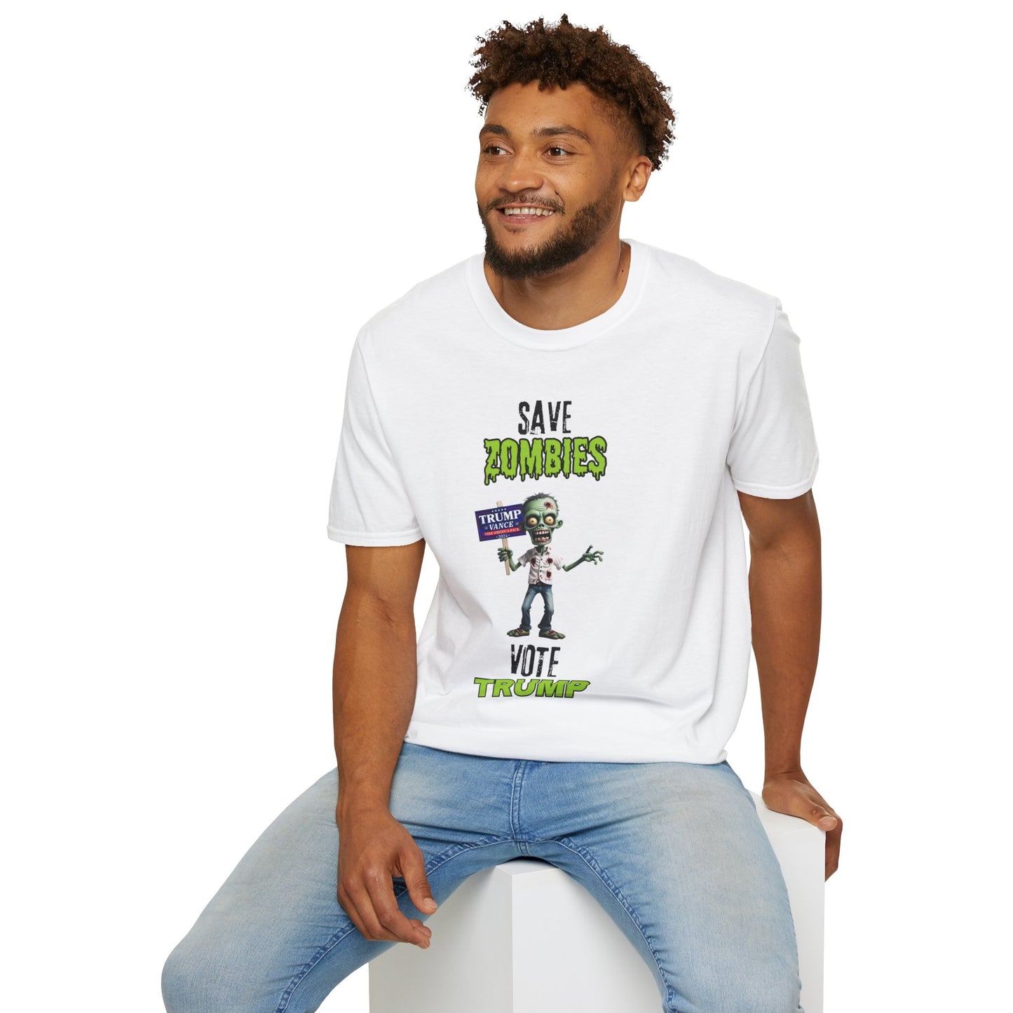 Save Zombies, Vote Trump – Halloween & Election Crossover Zombie Softstyle T-Shirt