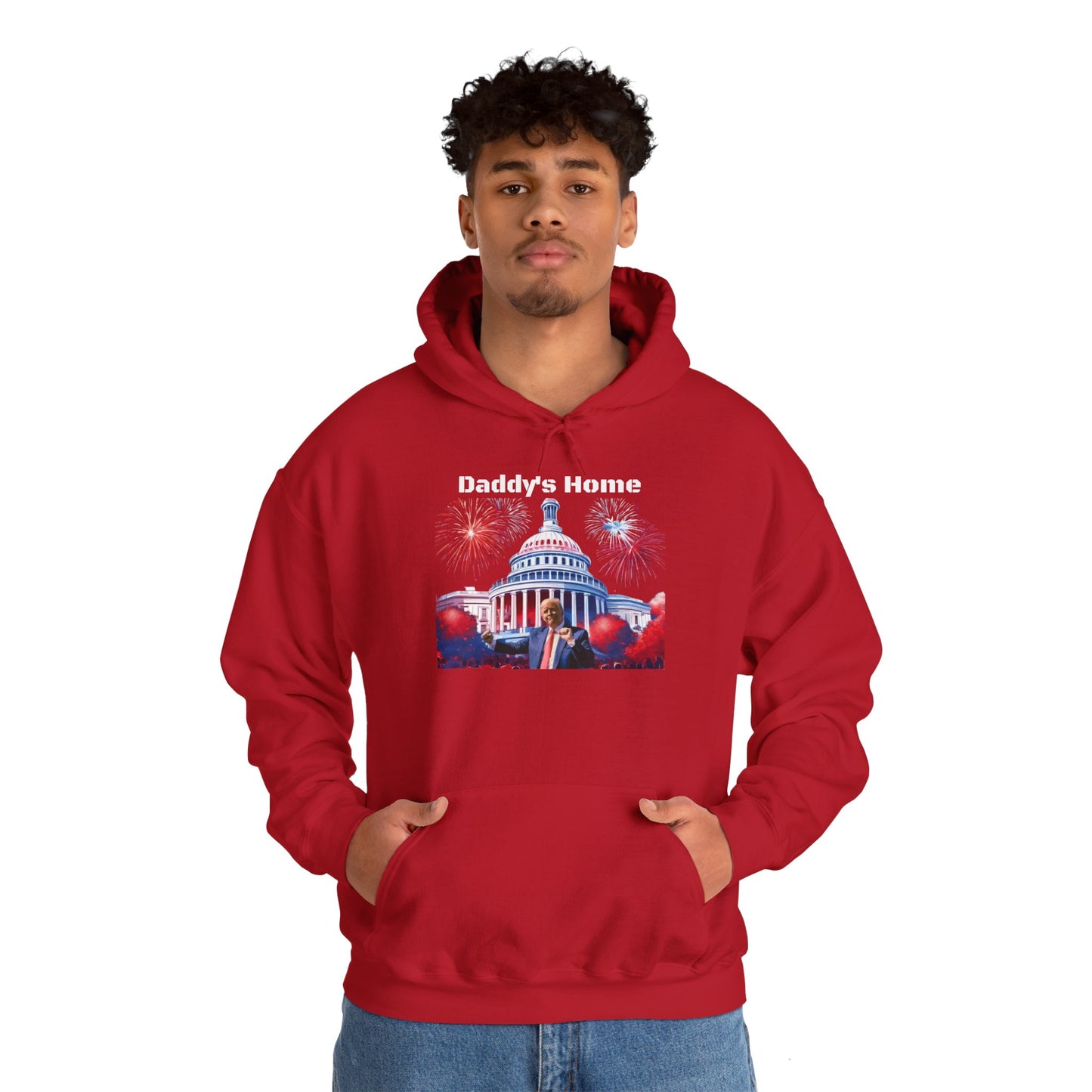 Trump 2024 – Daddy's Back White House Fireworks Design Hoodie