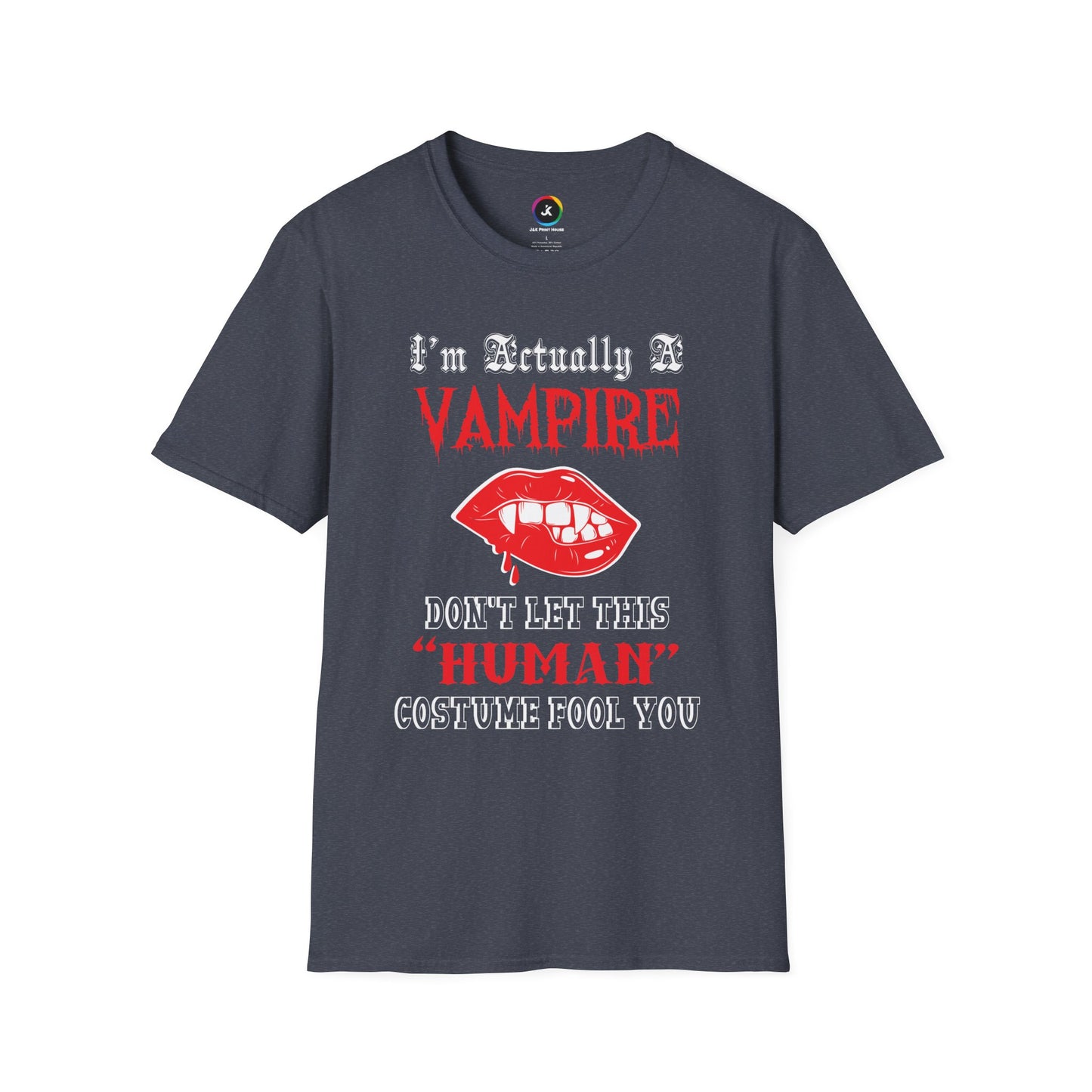 I'm Actually a Vampire Halloween Softstyle T-Shirt | Funny Vampire Costume Tee