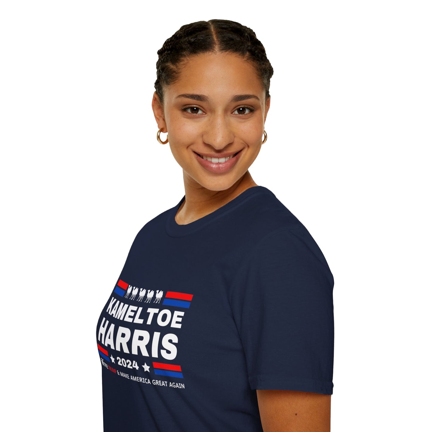 Kameltoe Harris 2024 - Vote Trump Dark Gildan Softstyle T-Shirt