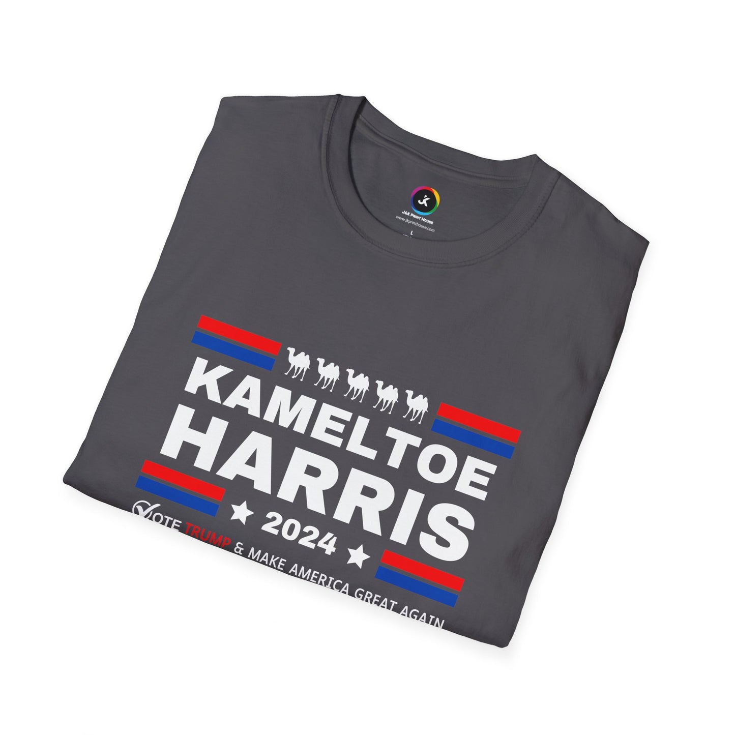 Kameltoe Harris 2024 - Vote Trump Dark Gildan Softstyle T-Shirt