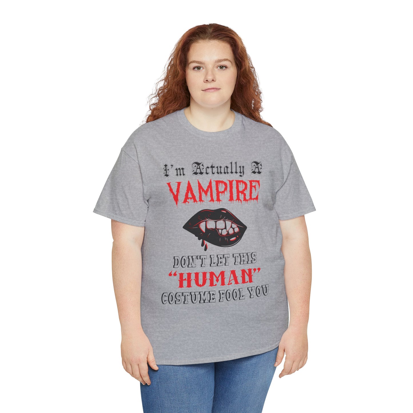 I'm Actually a Vampire Halloween Gildan T-Shirt | Funny Vampire Costume Tee