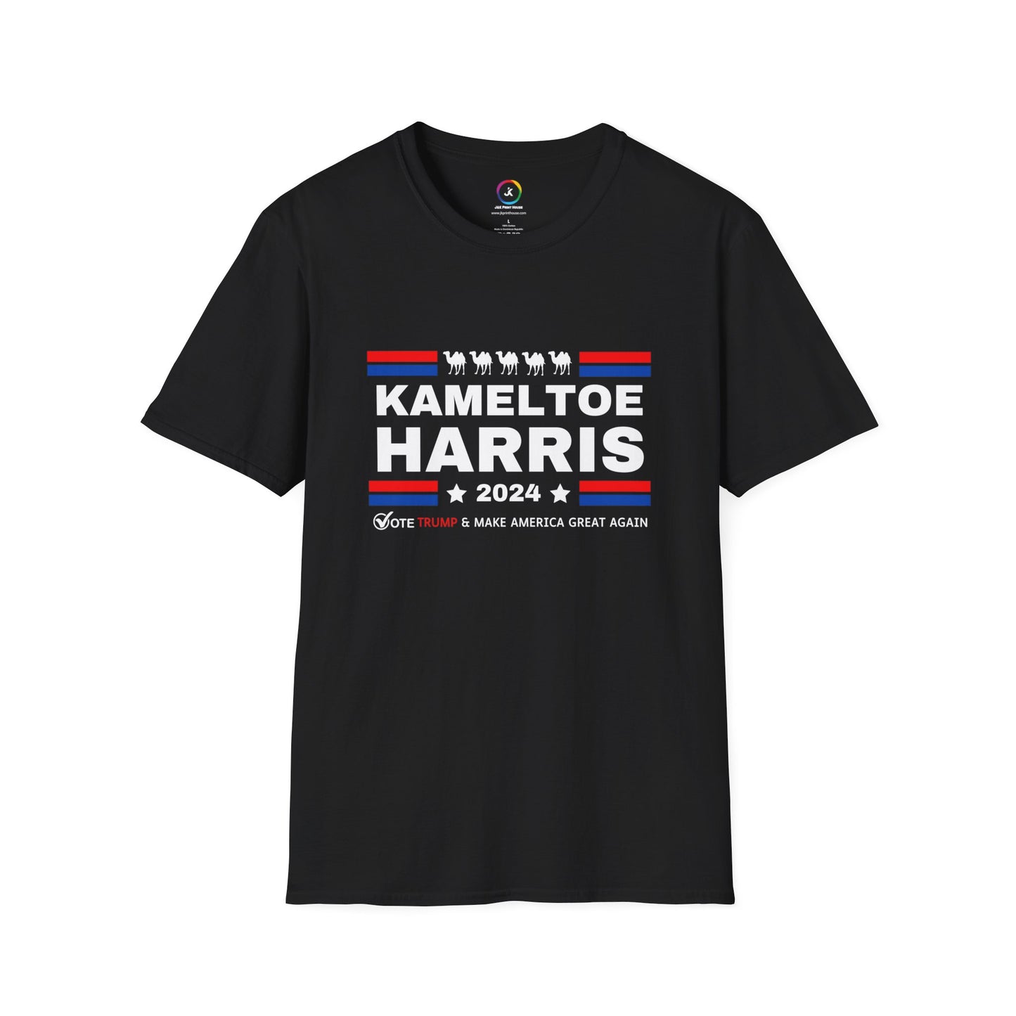 Kameltoe Harris 2024 - Vote Trump Dark Gildan Softstyle T-Shirt