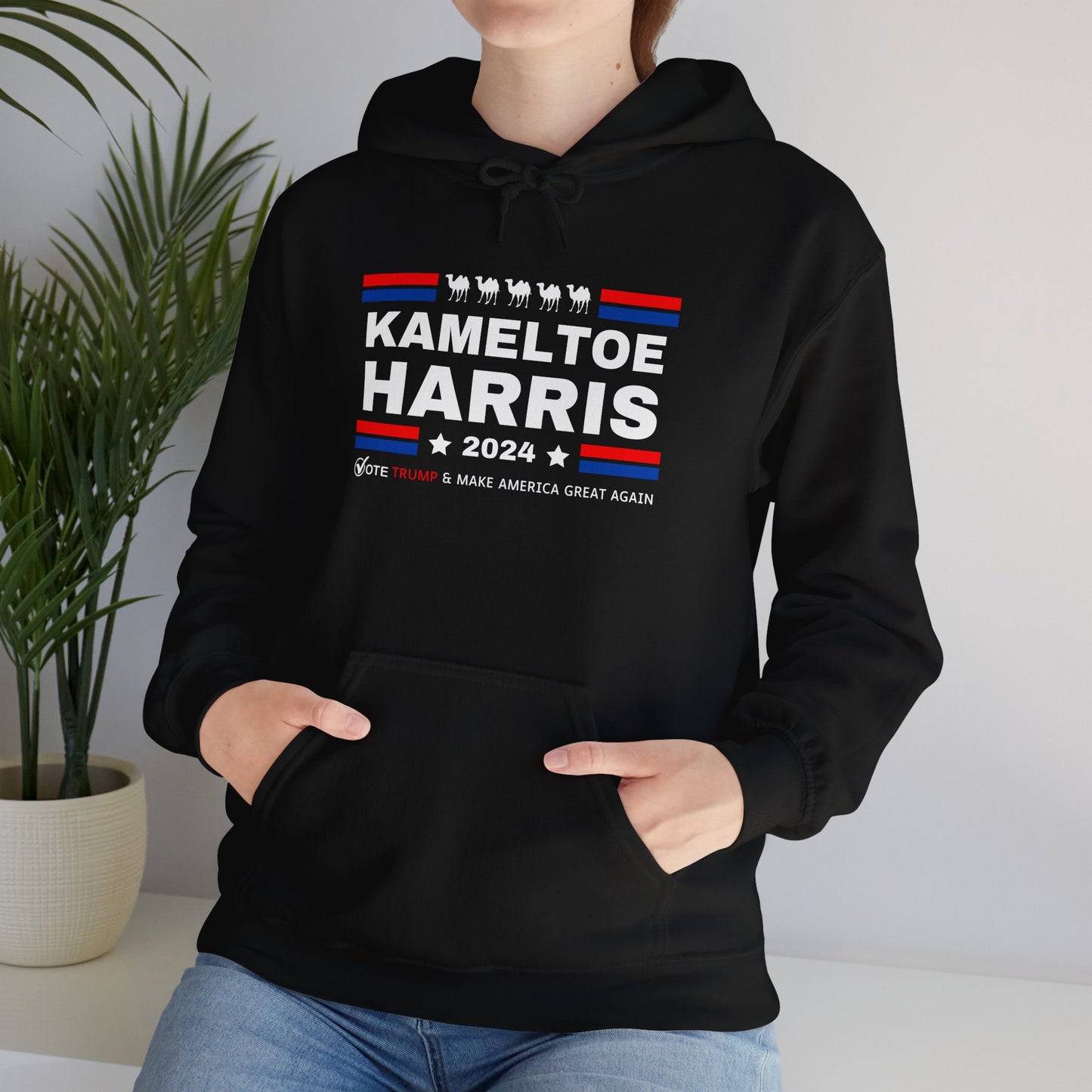 Kameltoe Harris 2024 - Vote Trump Dark Gildan Unisex Hoodie