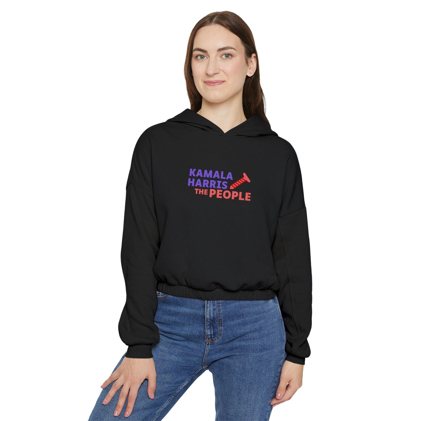 Kamala Harris "Screwing the People" Bella+Canvas Women's Cinched Bottom Hoodie