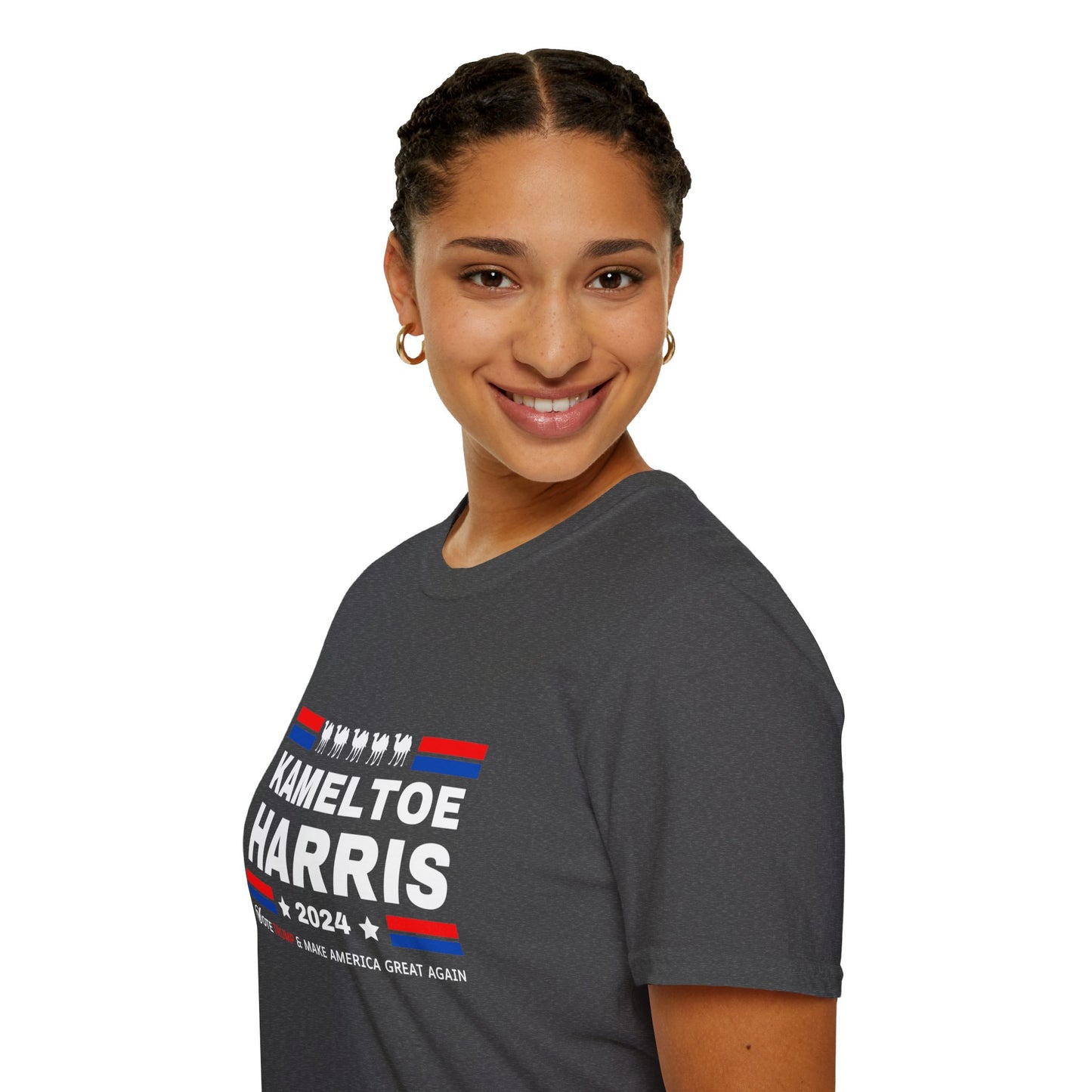 Kameltoe Harris 2024 - Vote Trump Dark Gildan Softstyle T-Shirt