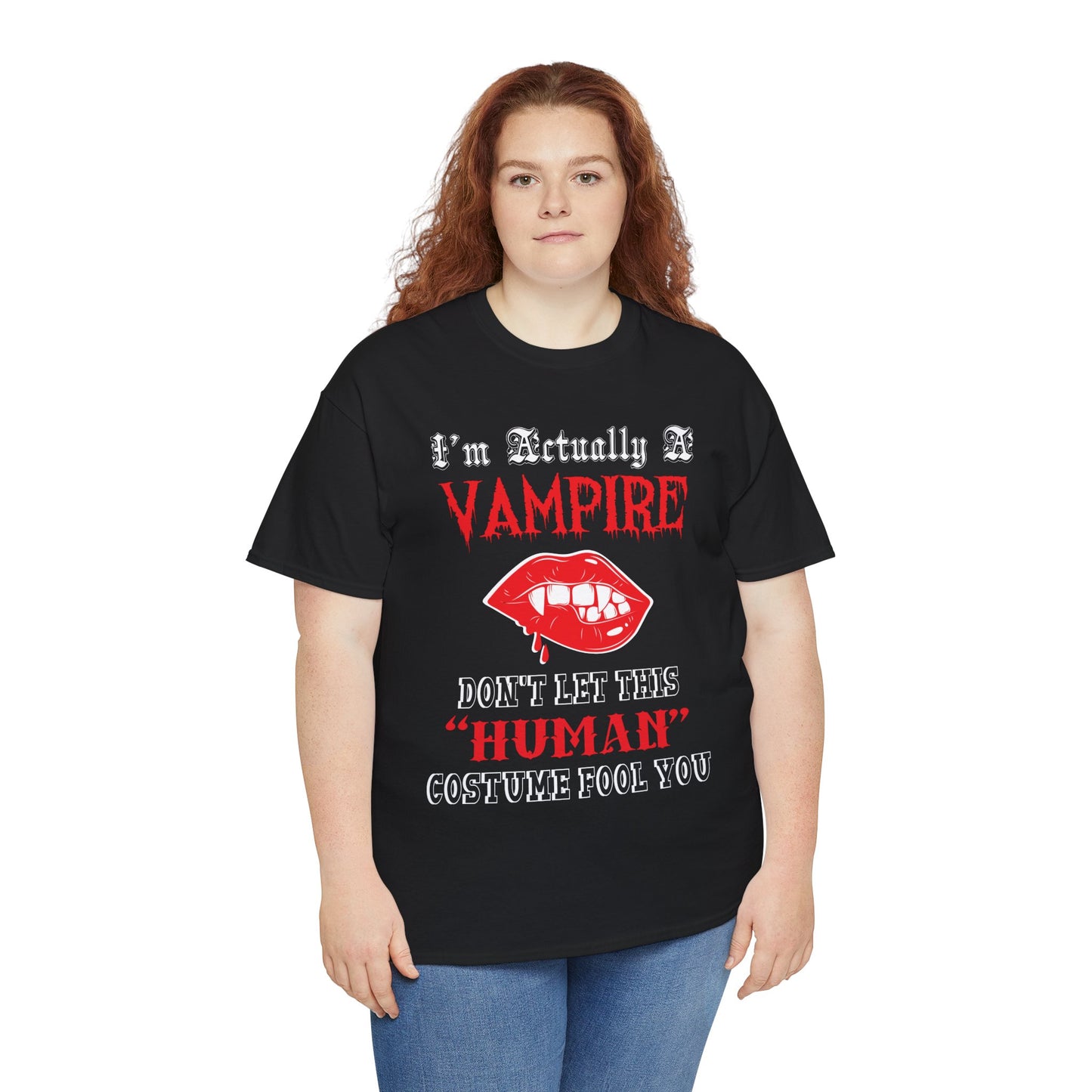 I'm Actually a Vampire Halloween Gildan T-Shirt | Funny Vampire Costume Tee