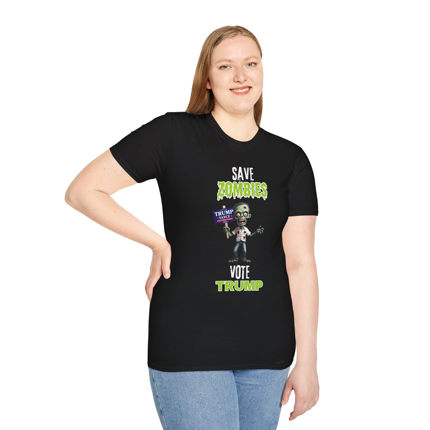 Save Zombies, Vote Trump – Halloween & Election Crossover Zombie Softstyle T-Shirt