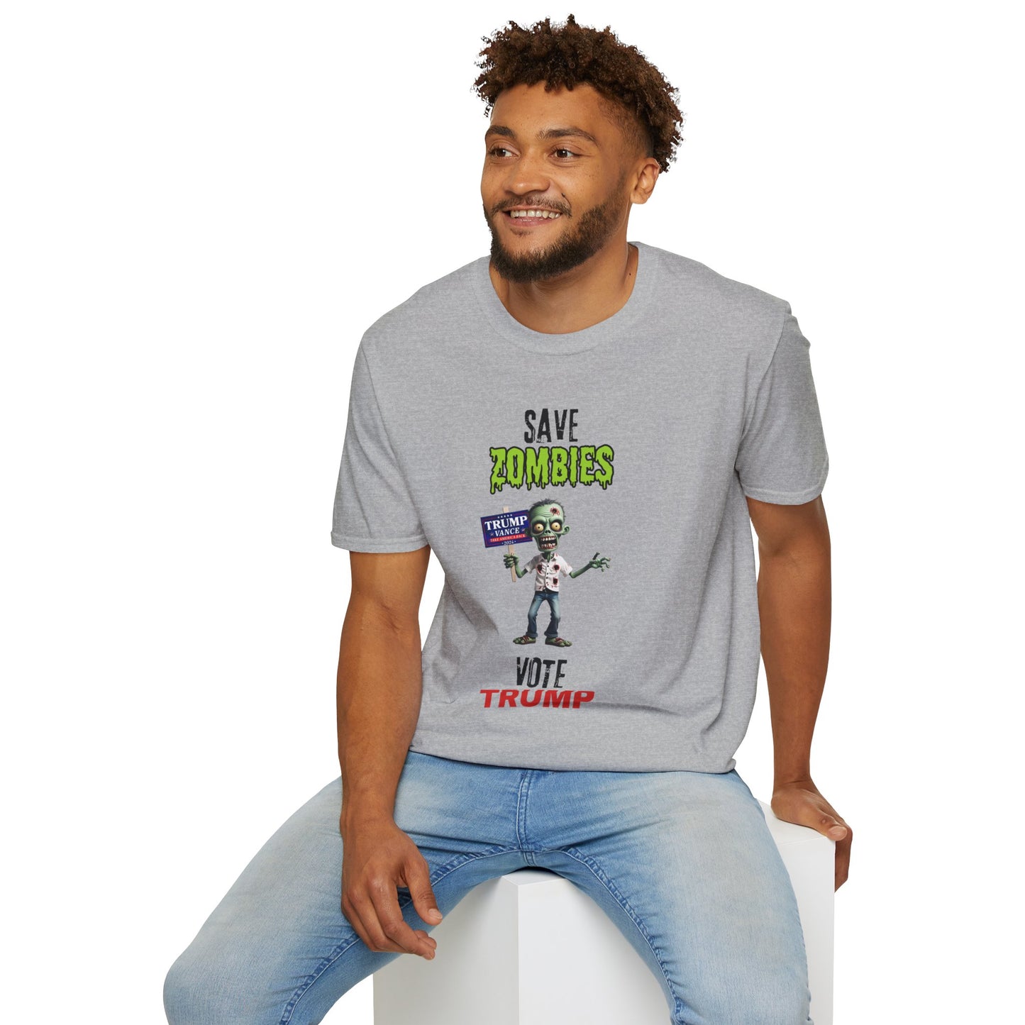 Save Zombies, Vote Trump – Halloween & Election Crossover Zombie Softstyle T-Shirt