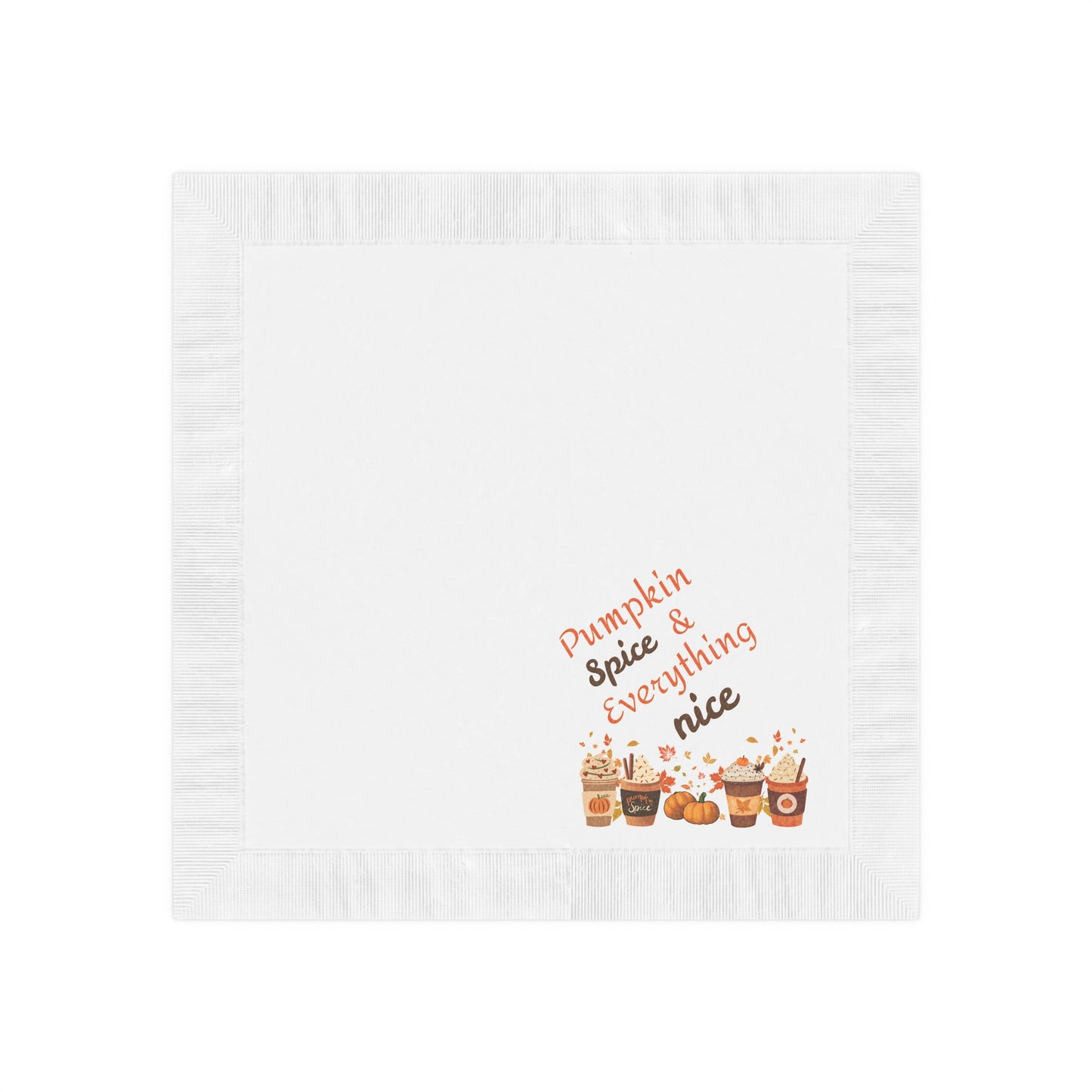 Fall Pumpkin Spice Latte Design White Coined Napkins
