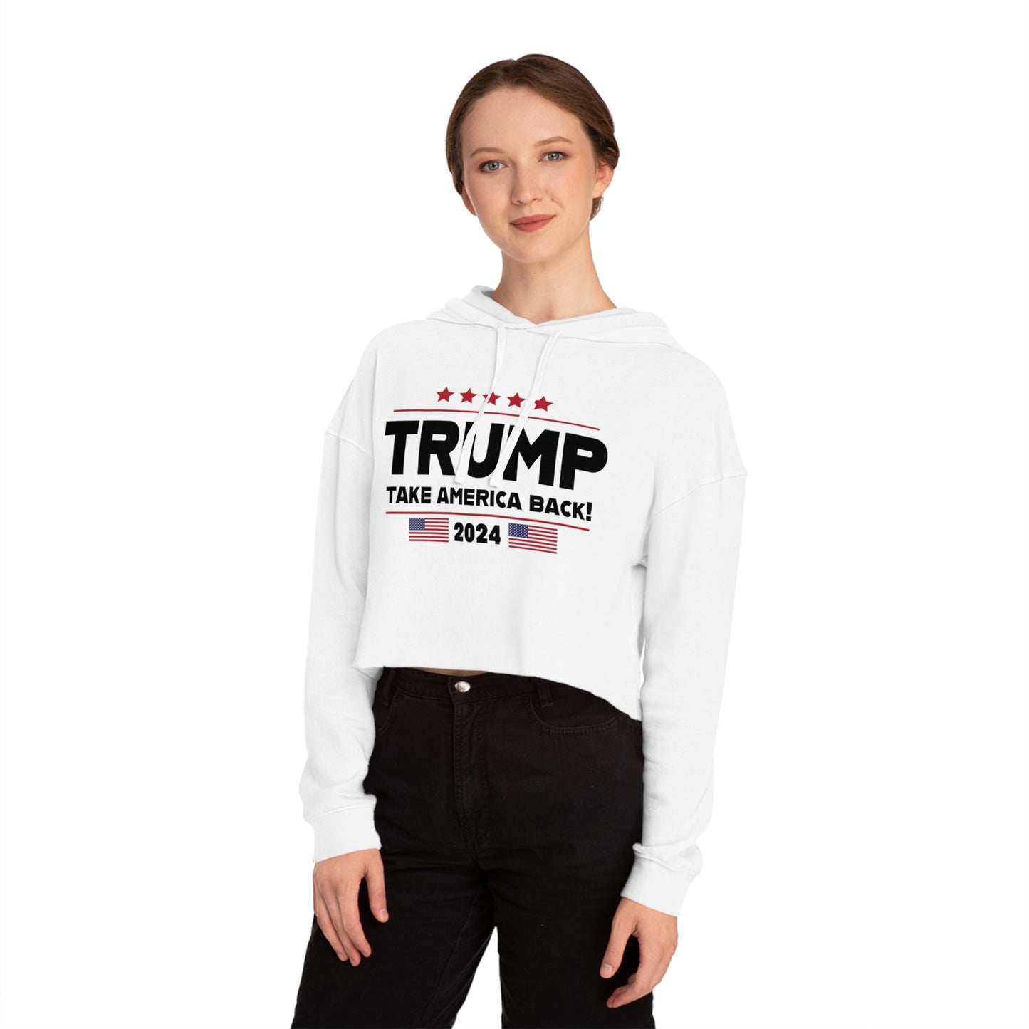 Trump Take America Back Women’s Light Cropped Hooded Sweatshirt