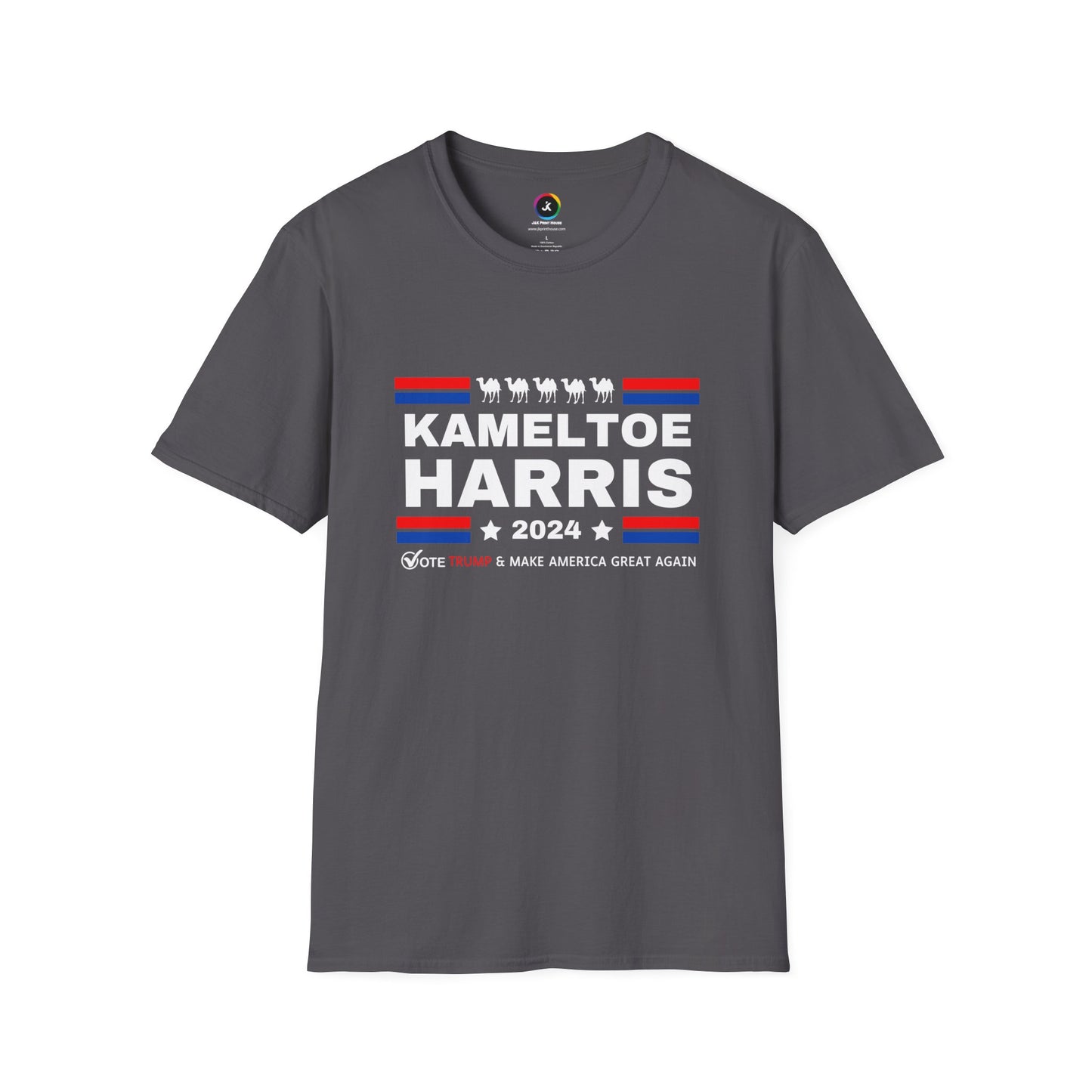 Kameltoe Harris 2024 - Vote Trump Dark Gildan Softstyle T-Shirt