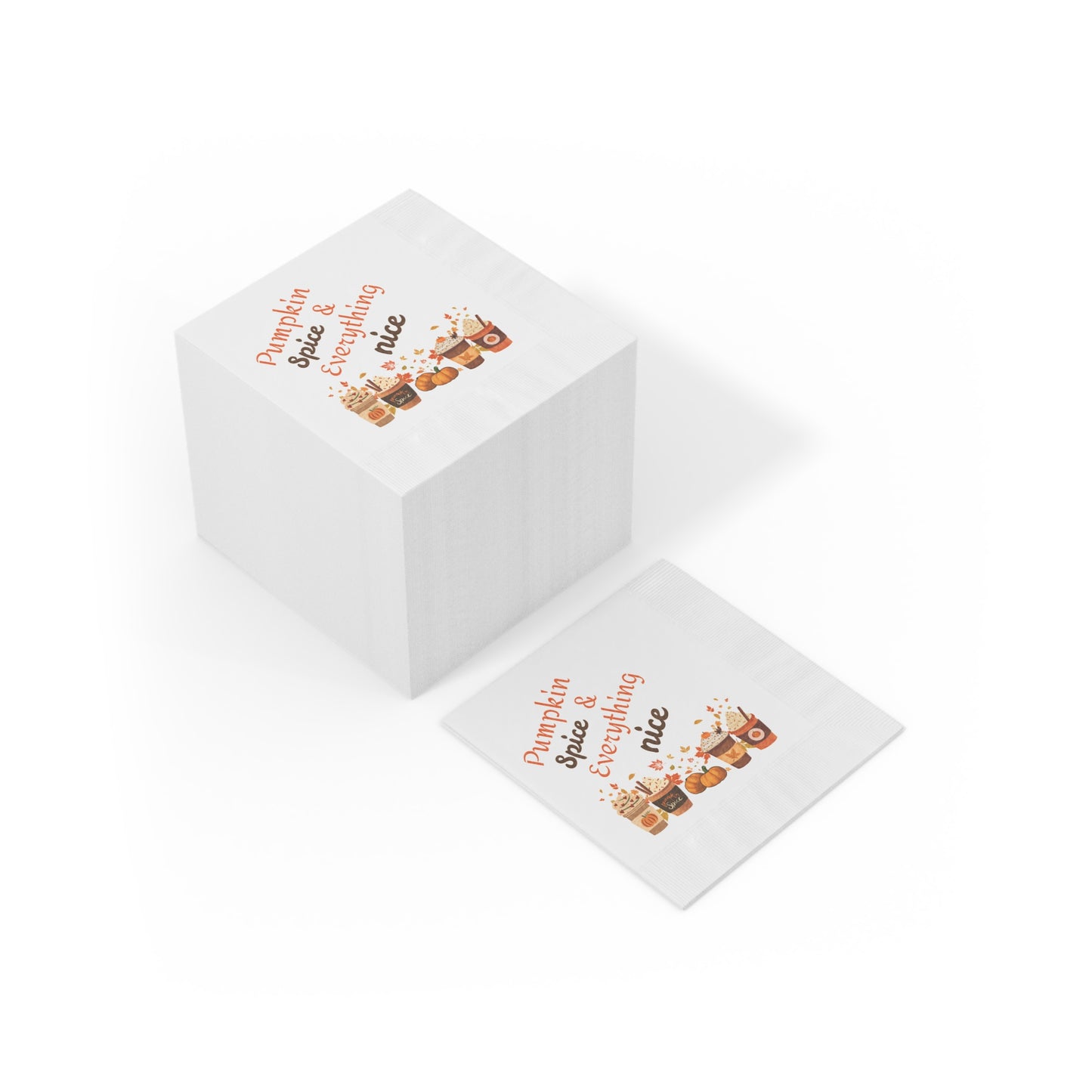 Fall Pumpkin Spice Latte Design White Coined Napkins