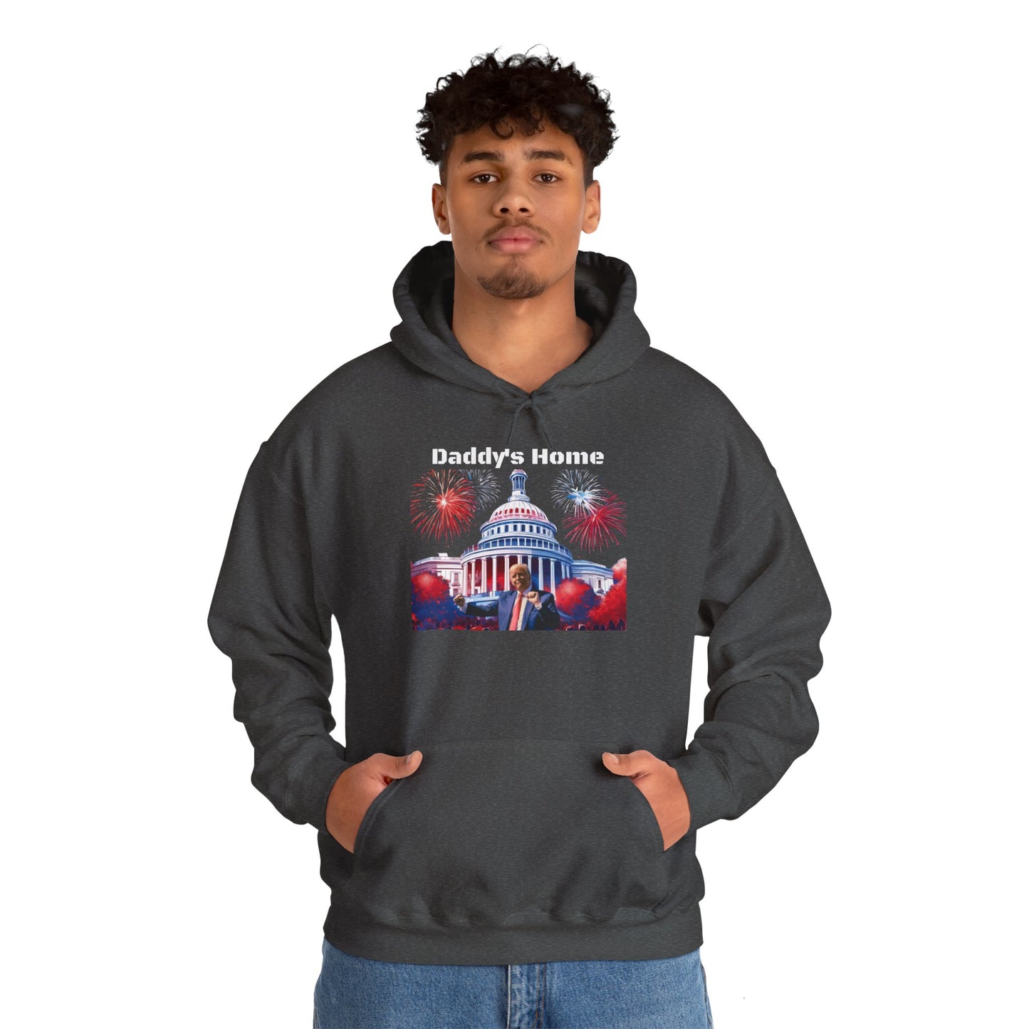 Trump 2024 – Daddy's Back White House Fireworks Design Hoodie