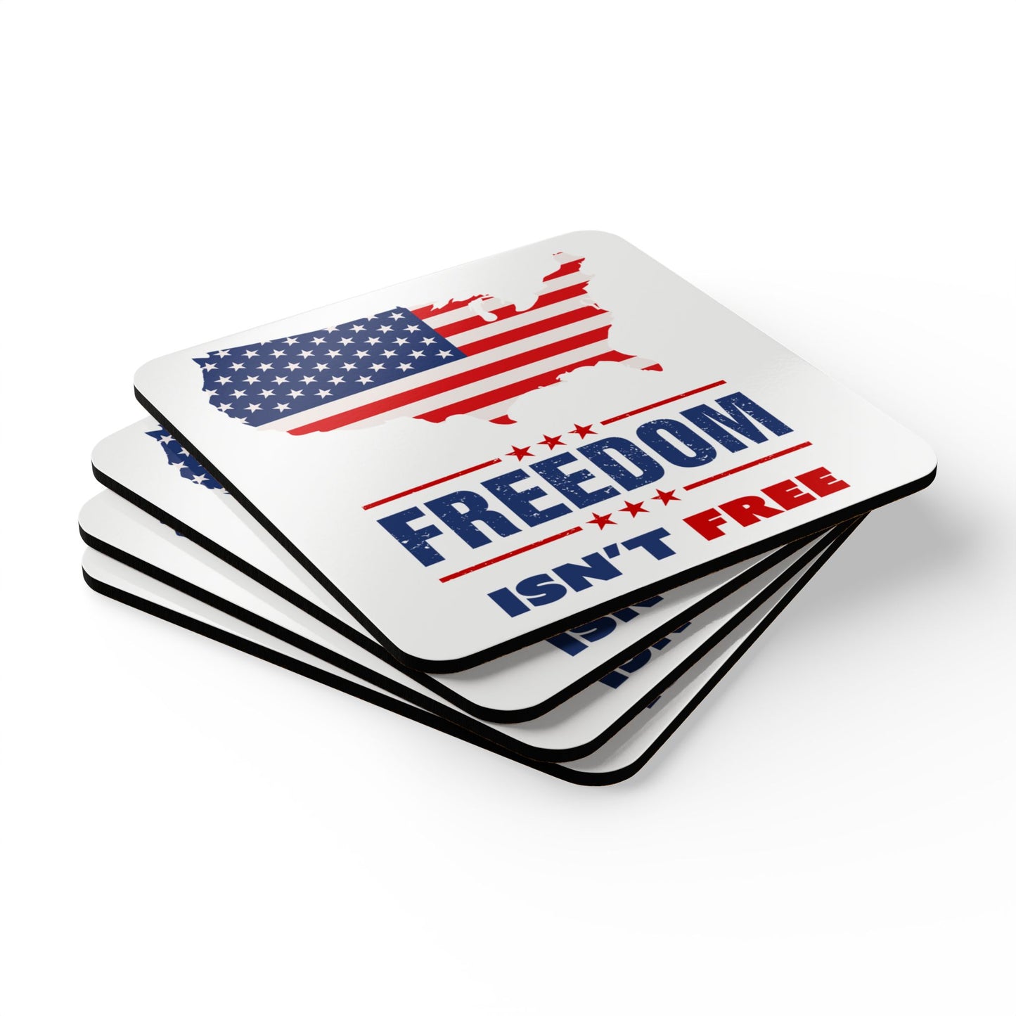 4pc Freedom Isn't Free Corkwood Coaster Set