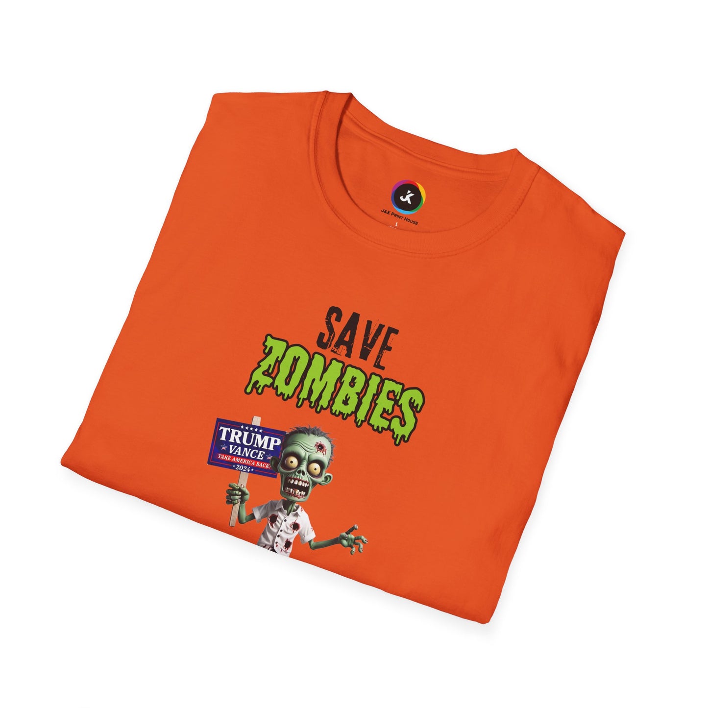Save Zombies, Vote Trump – Halloween & Election Crossover Zombie Softstyle T-Shirt