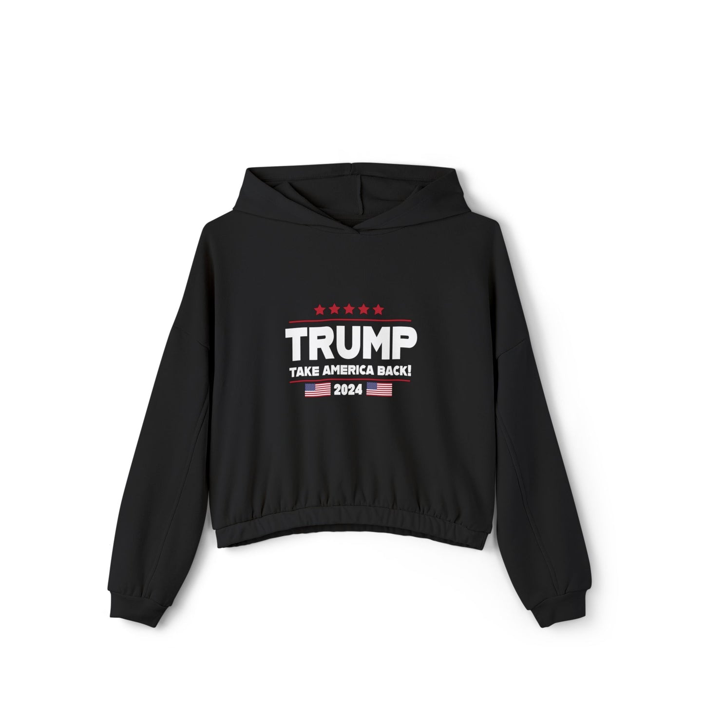 Trump Take America Back Women's Black Cinched Bottom Hoodie