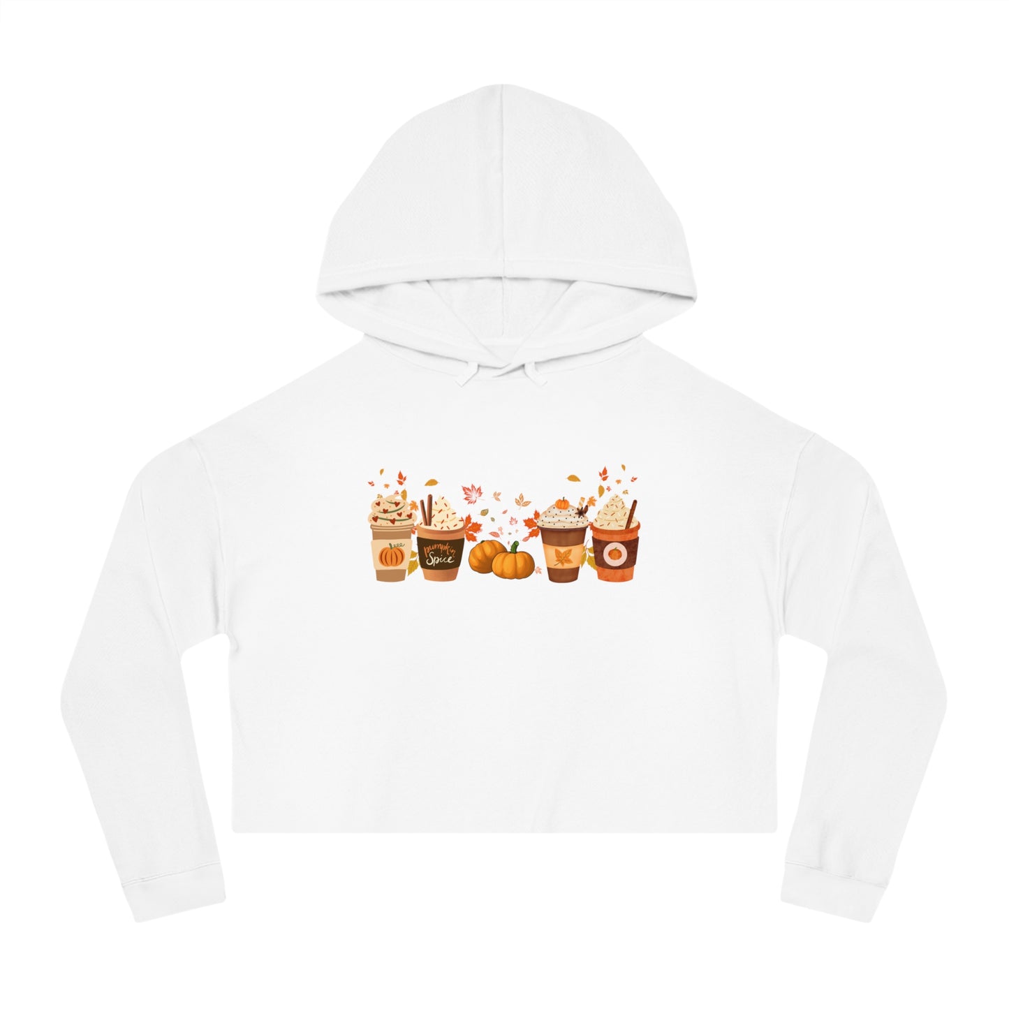 Fall Pumpkin Spice Latte Design Women’s Cropped Hooded Sweatshirt