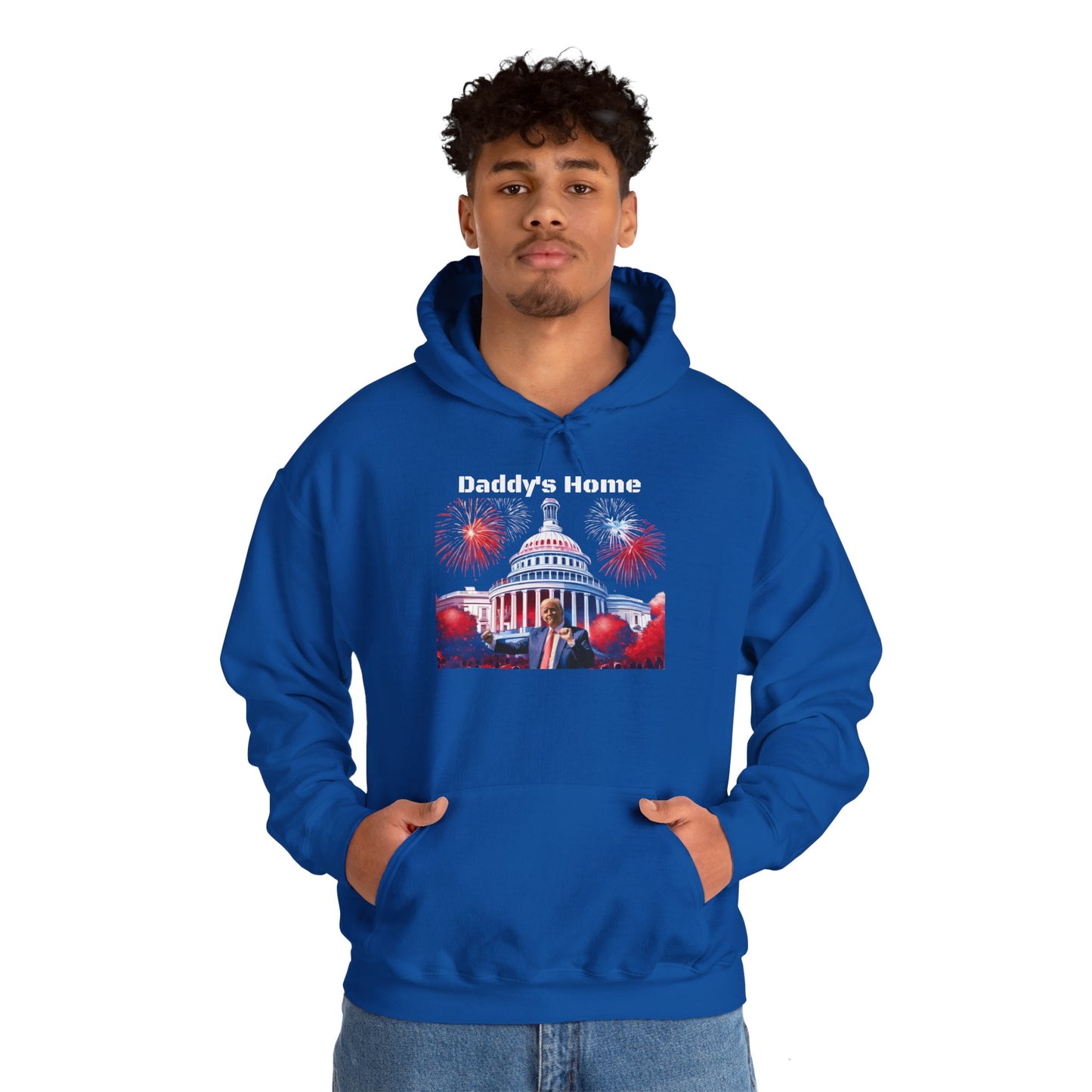 Trump 2024 – Daddy's Back White House Fireworks Design Hoodie