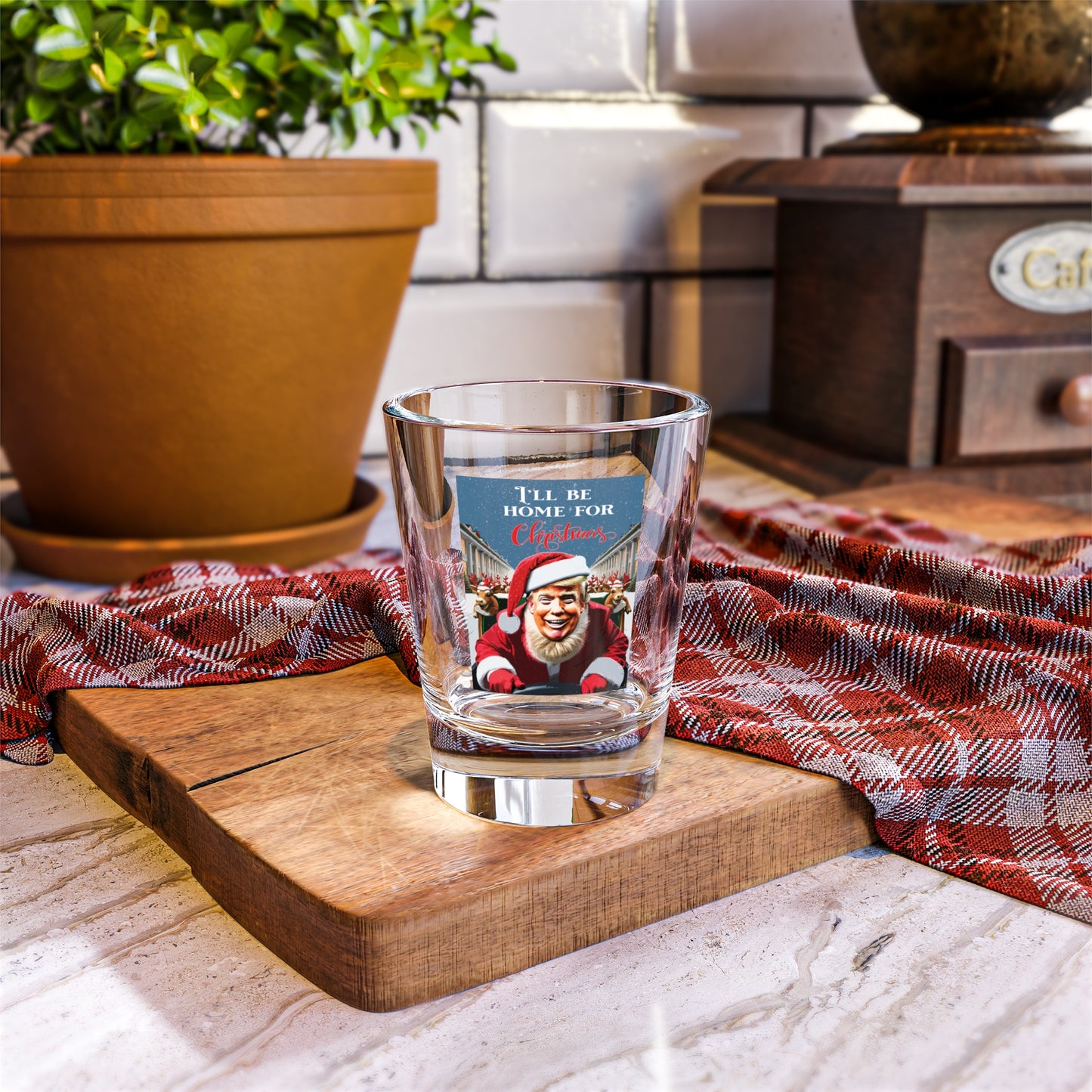 Trump 2024 "I'll Be Home for Christmas" Santa Shot Glass, 1.5oz – Limited Edition Collectible