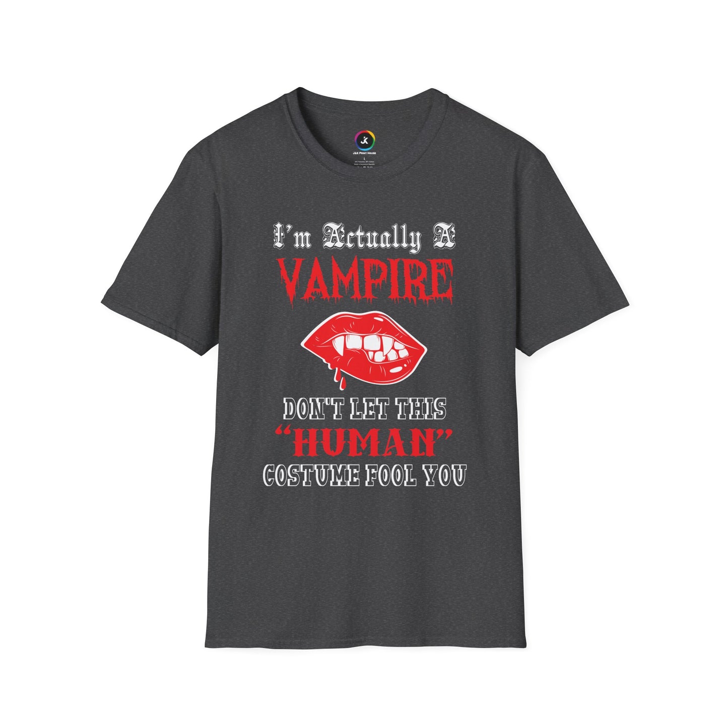 I'm Actually a Vampire Halloween Softstyle T-Shirt | Funny Vampire Costume Tee