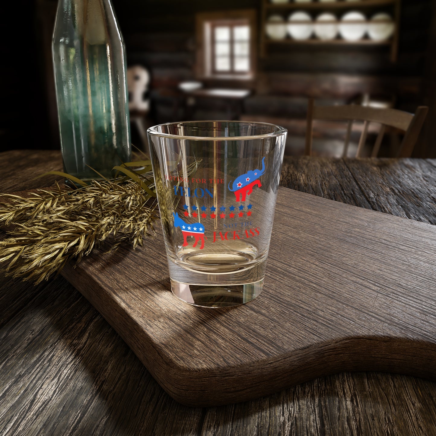 Funny Election-Themed Shot Glass, 1.5oz | Voting for the Felon Not the Jackass | Limited Edition 2024 Collectible