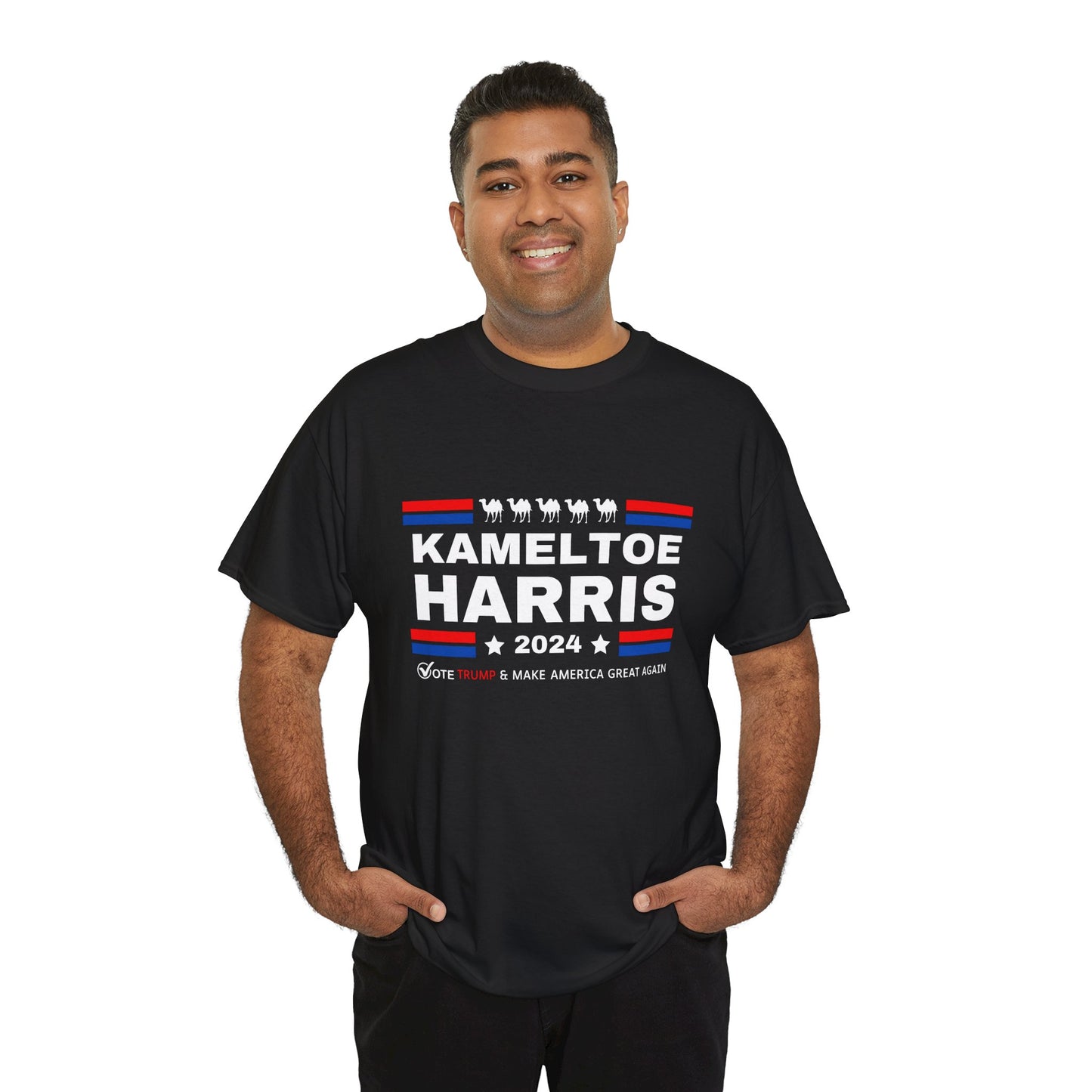 Kameltoe Harris 2024 - Vote Trump - Premium Dark Gildan T Shirt
