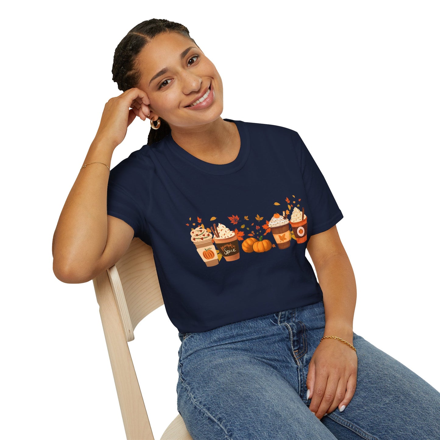Fall Pumpkin Spice Latte Design Gildan Softstyle T-Shirt