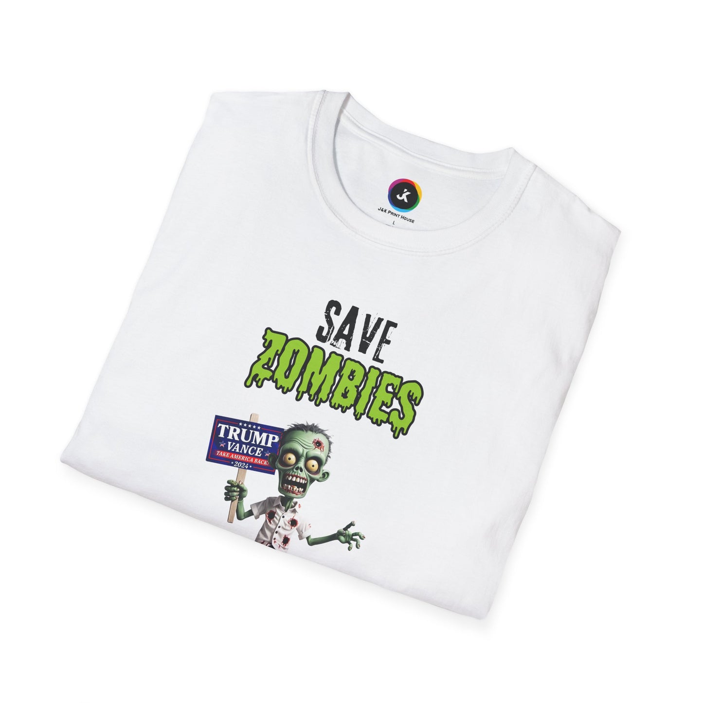 Save Zombies, Vote Trump – Halloween & Election Crossover Zombie Softstyle T-Shirt