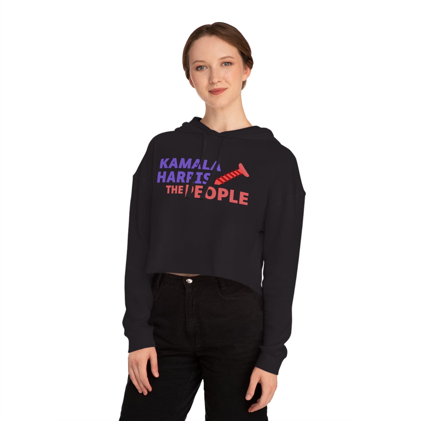 Kamala Harris "Screwing the People" Women’s Cropped Hooded Sweatshirt