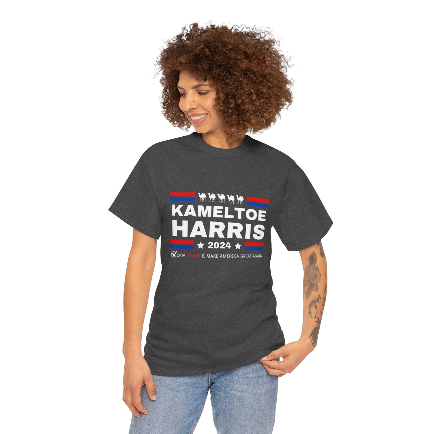 Kameltoe Harris 2024 - Vote Trump - Premium Dark Gildan T Shirt
