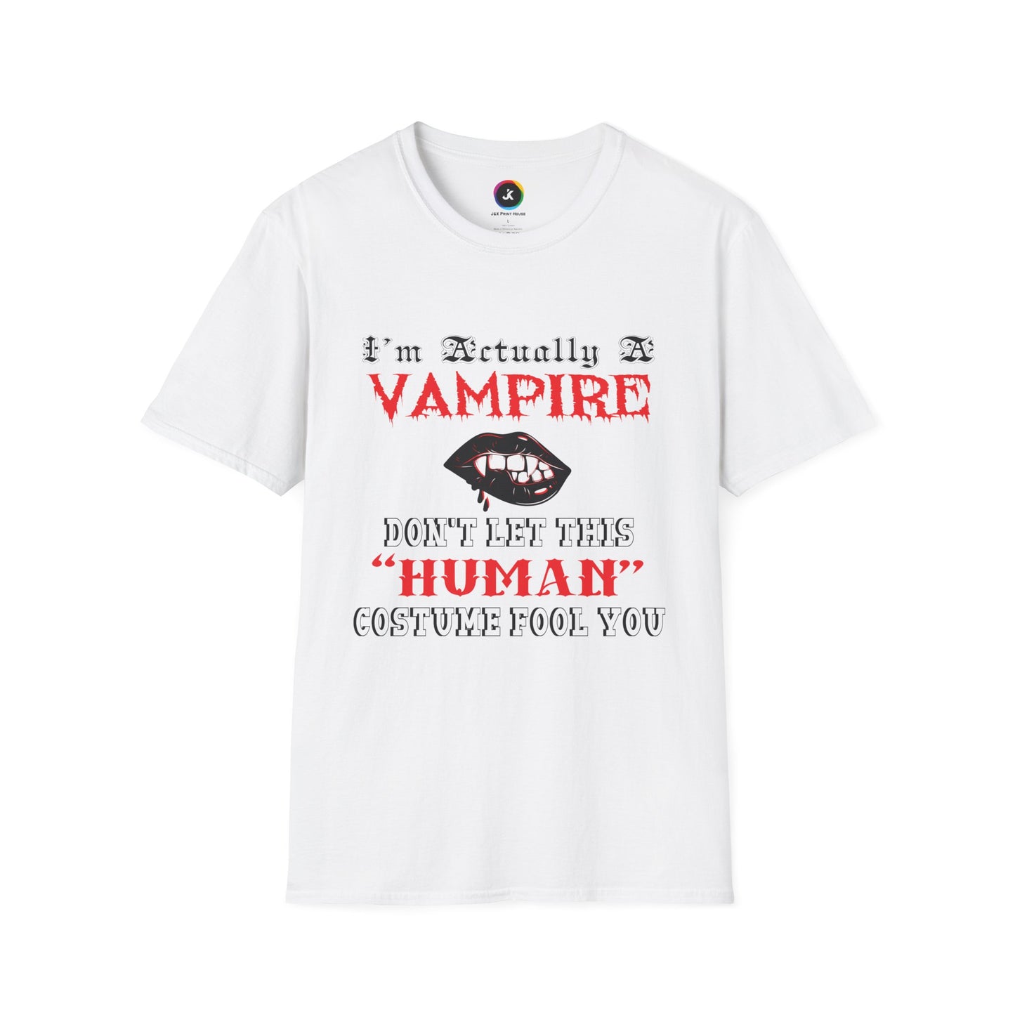 I'm Actually a Vampire Halloween Softstyle T-Shirt | Funny Vampire Costume Tee