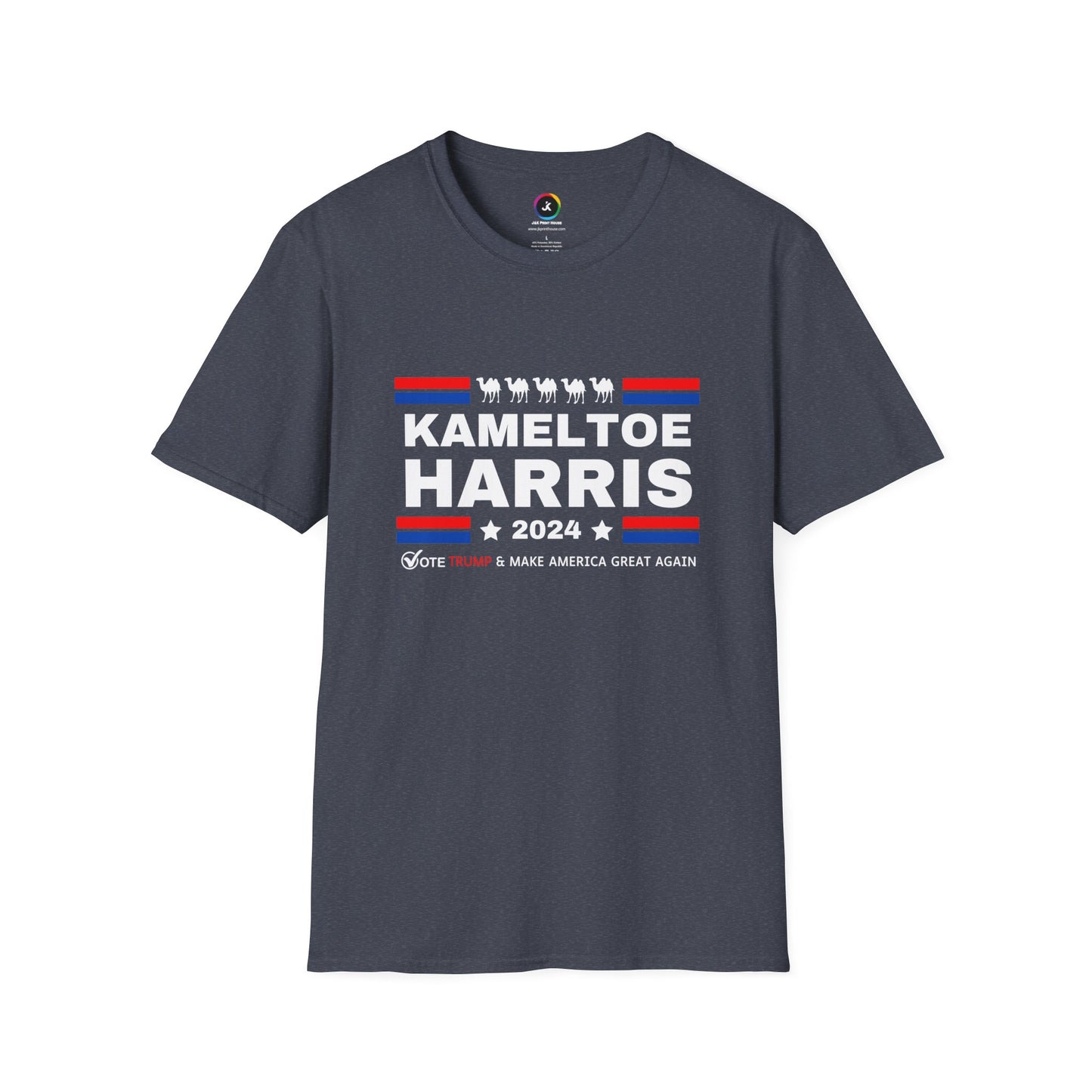 Kameltoe Harris 2024 - Vote Trump Dark Gildan Softstyle T-Shirt