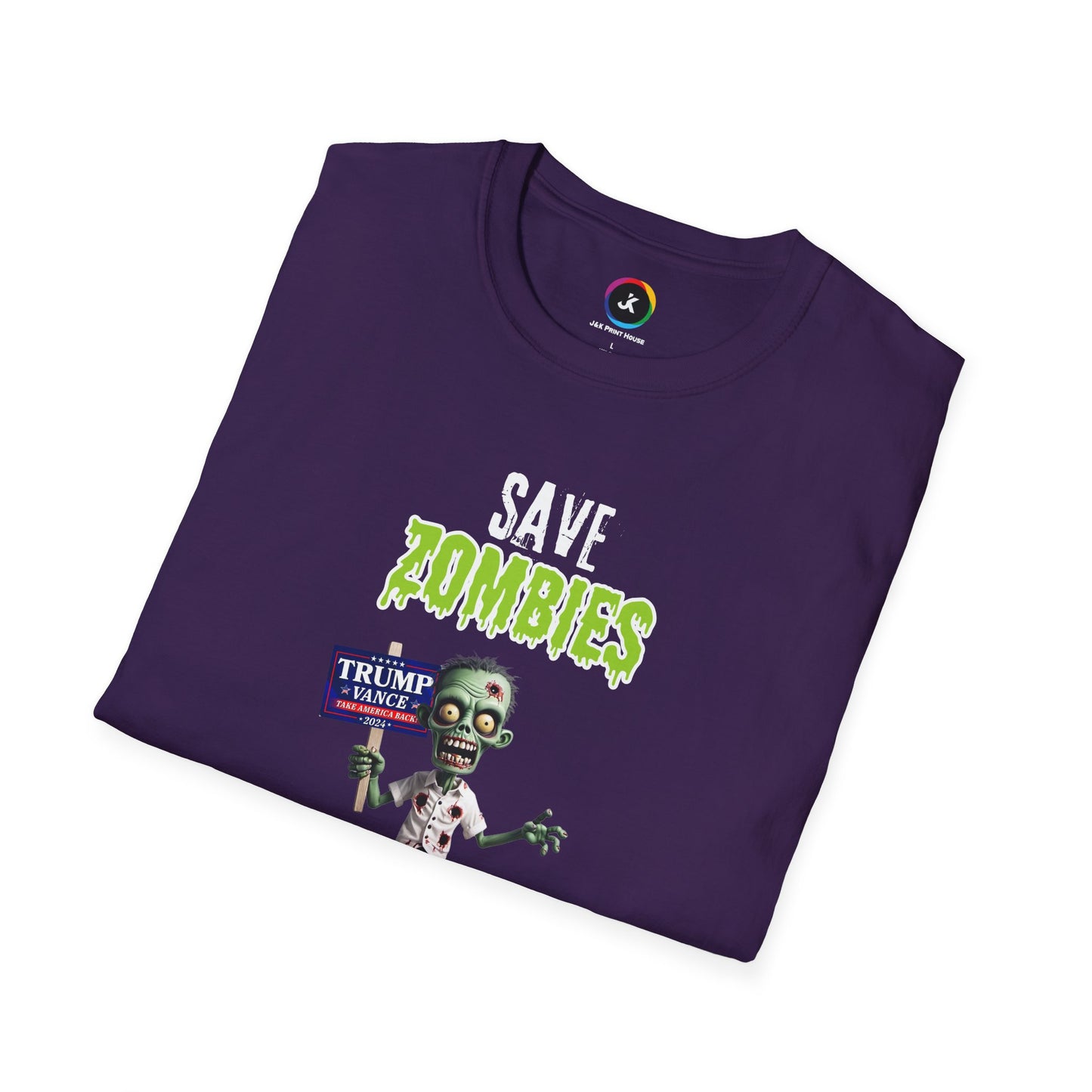Save Zombies, Vote Trump – Halloween & Election Crossover Zombie Softstyle T-Shirt